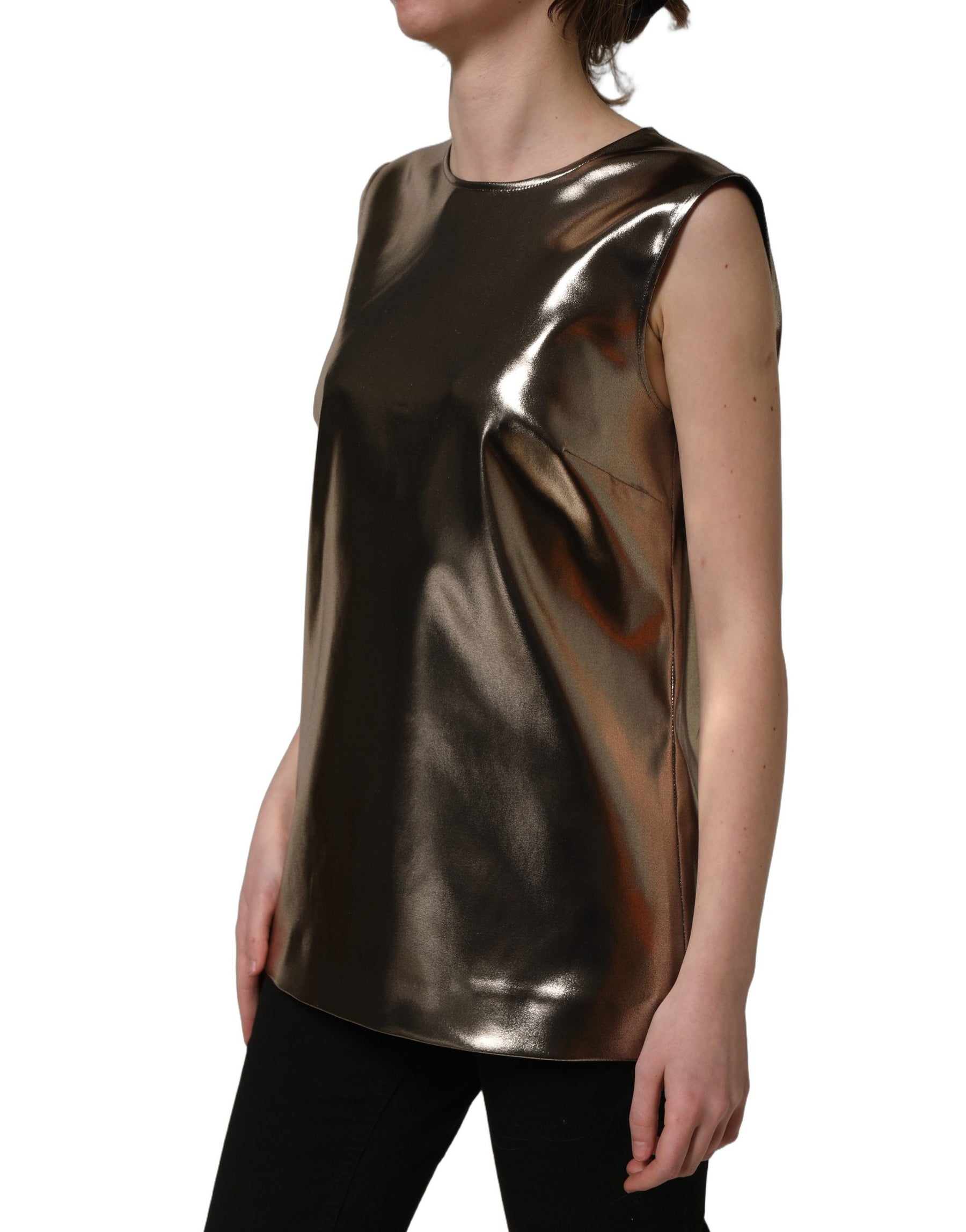 Dolce & Gabbana Metallic Bronze Roundneck SleevelessTank Top | Regal Royce
