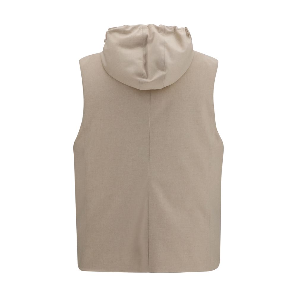 Brunello Cucinelli Beige Wool Oves Aries Sleeveless Jacket | Regal Royce