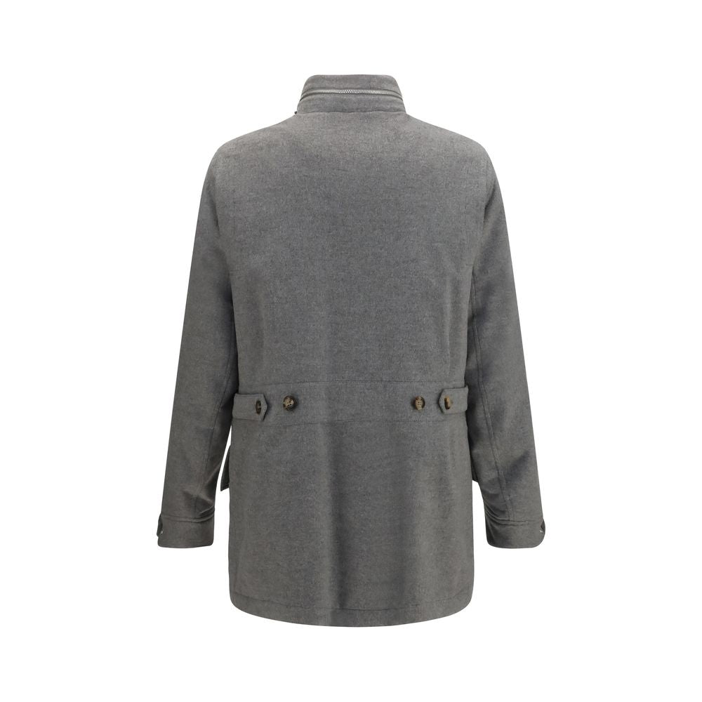 Brunello Cucinelli Gray Cashmere Full-Length Jacket | Regal Royce