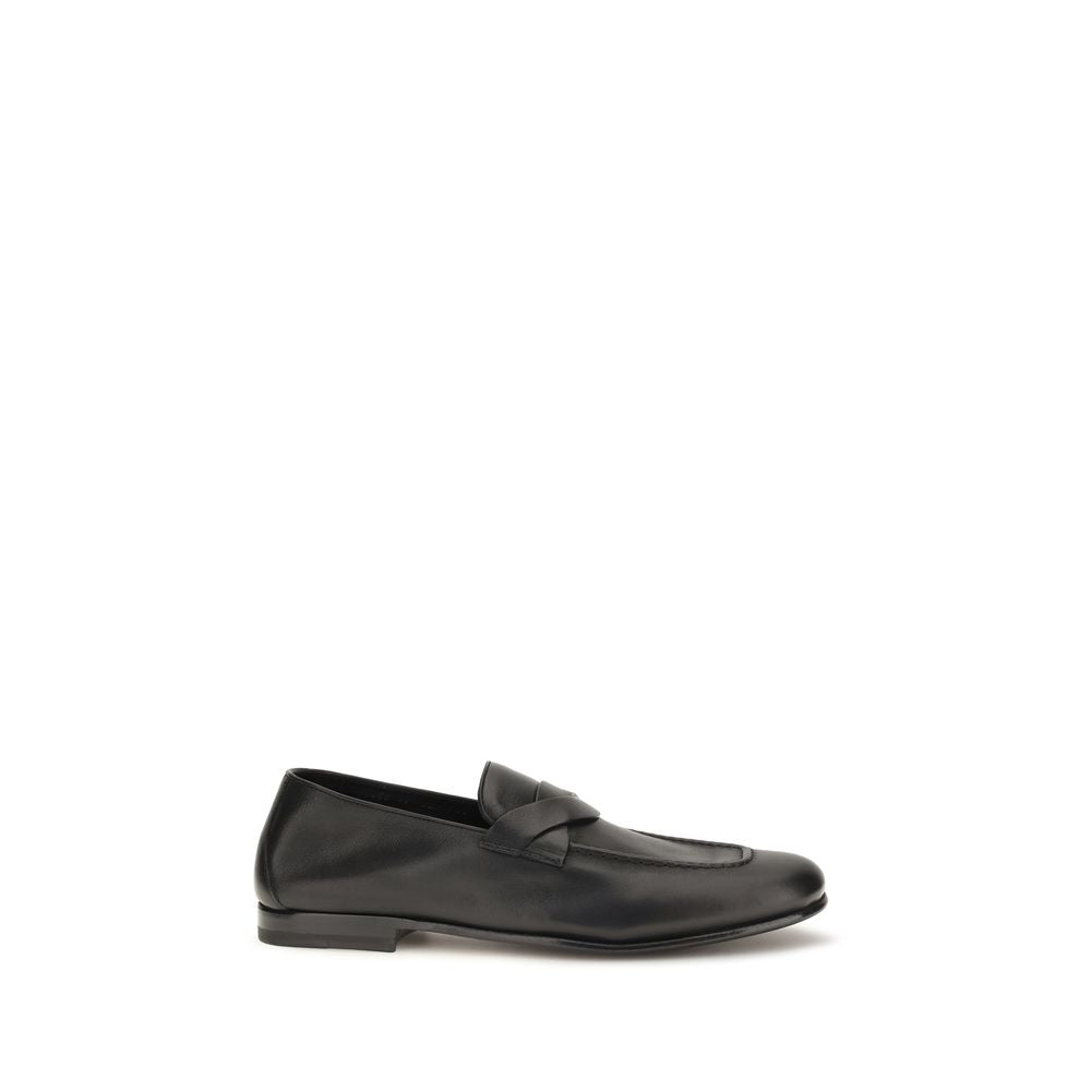 Tom Ford Black Calf Leather Bos Taurus Slip-On Loafers | Regal Royce