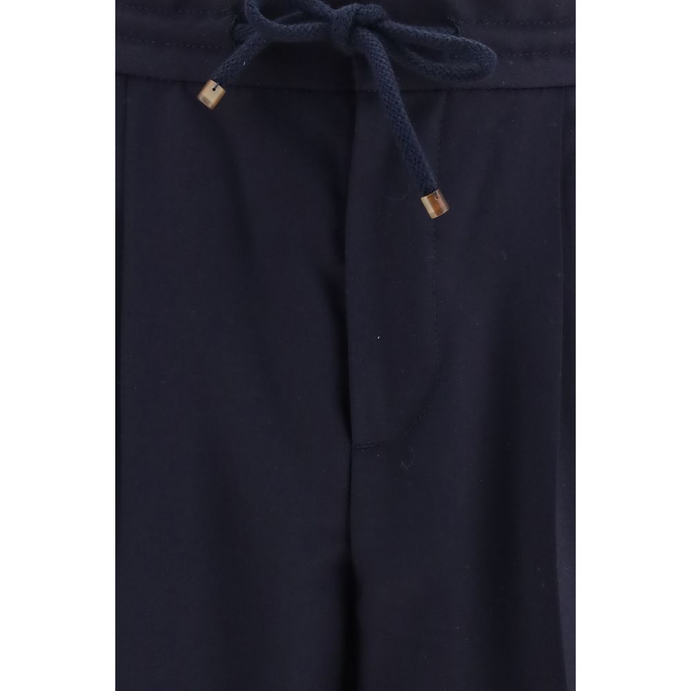 Brunello Cucinelli Blue Wool Oves Aries Casual Pants | Regal Royce