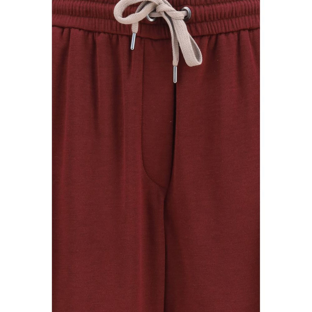 Brunello Cucinelli Bordeaux Cotton Athletic Pants | Regal Royce