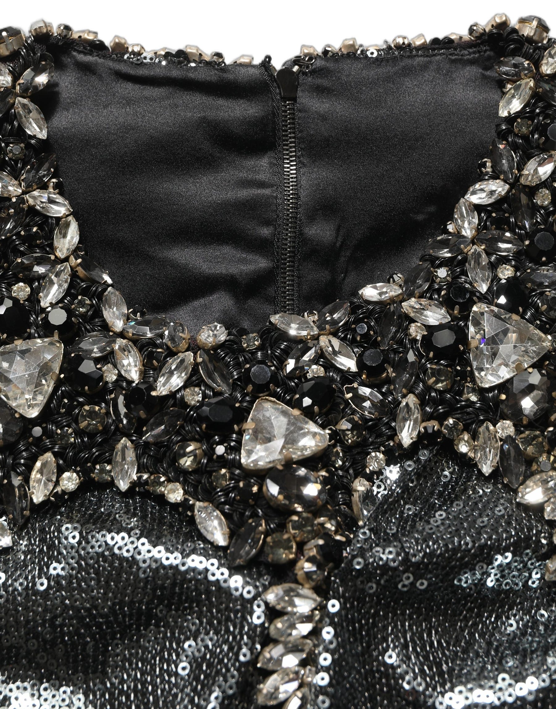 Dolce & Gabbana Metallic Gray Sequin Embellished Blouse Top | Regal Royce