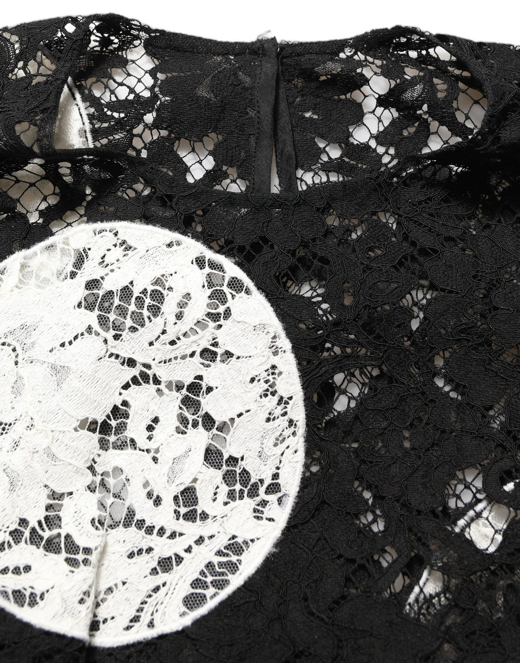 Dolce & Gabbana Black White Floral Lace Short Sleeve Blouse Top | Regal Royce