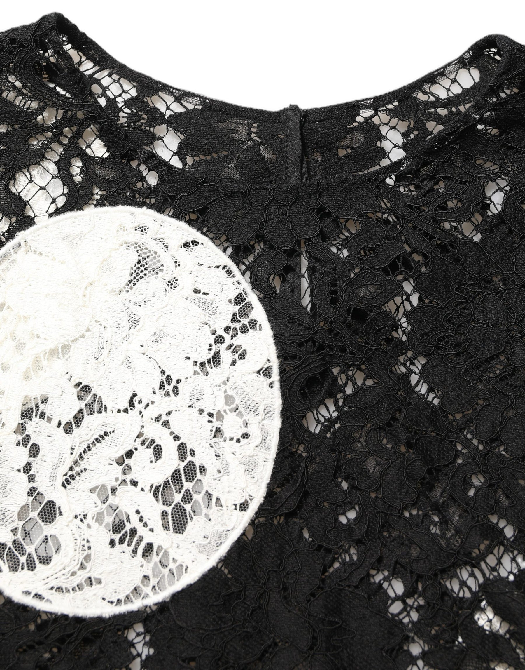 Dolce & Gabbana Black White Floral Lace Short Sleeve Blouse Top | Regal Royce