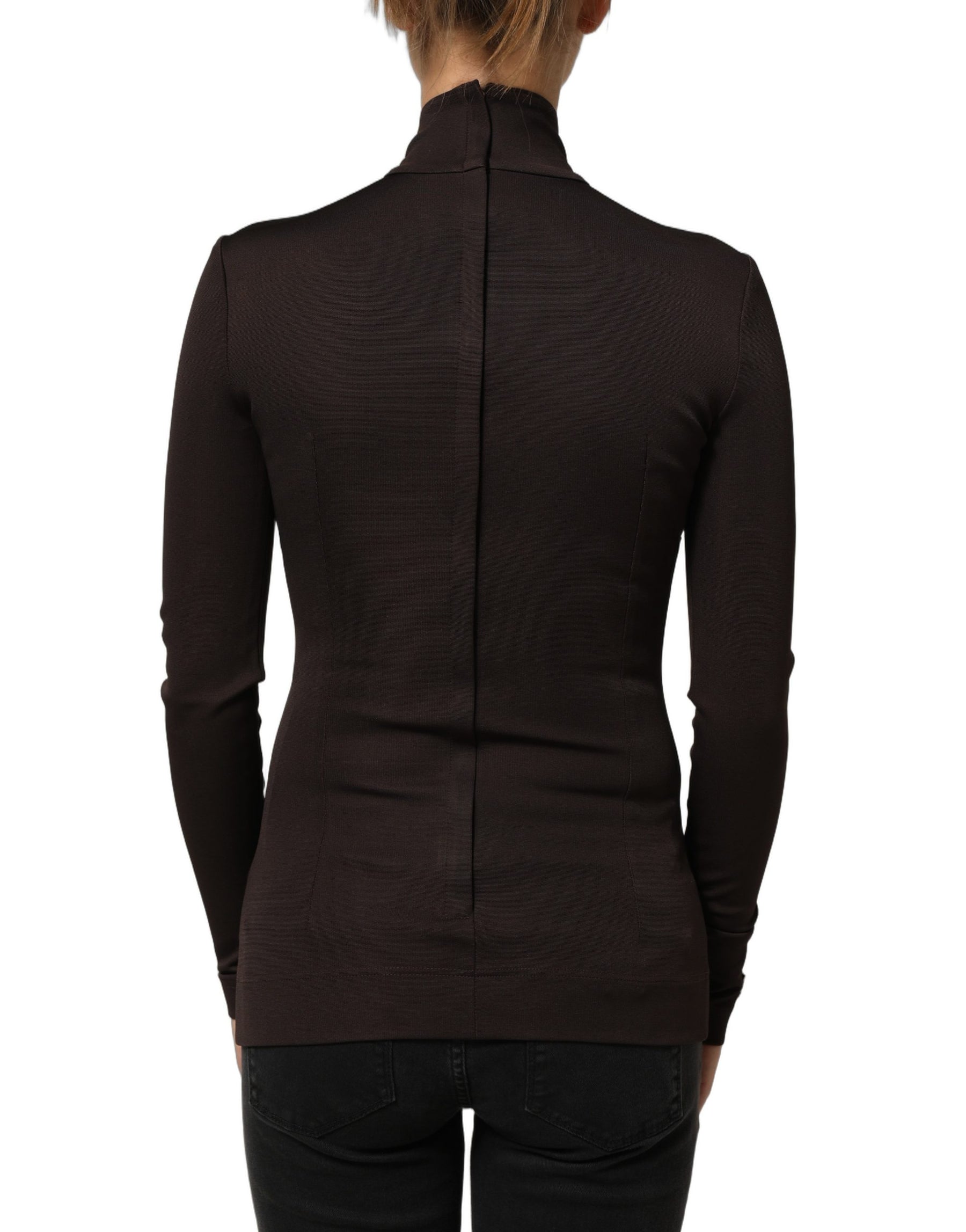 Dolce & Gabbana Brown Turtleneck Long Sleeves Blouse Top | Regal Royce