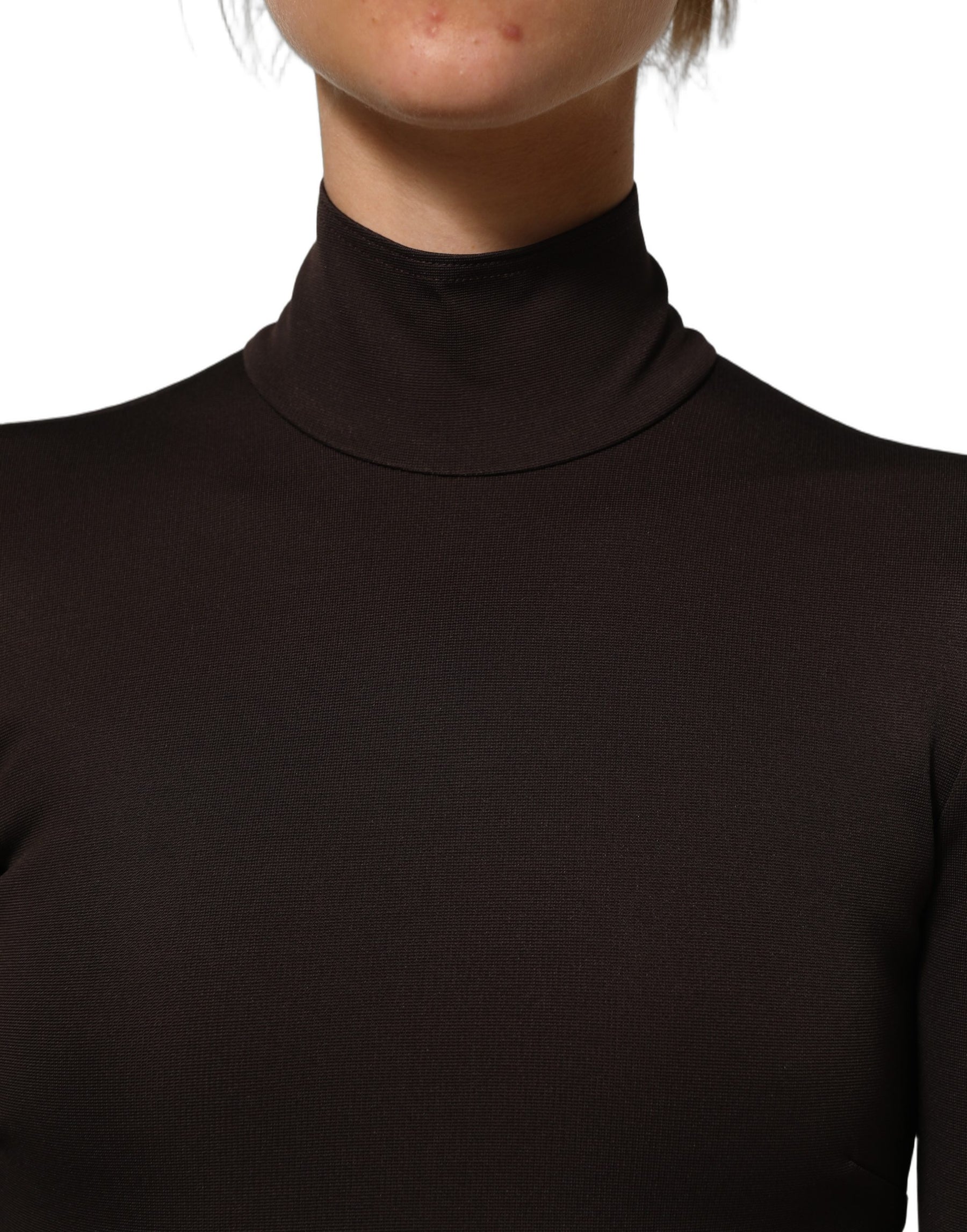 Dolce & Gabbana Brown Turtleneck Long Sleeves Blouse Top | Regal Royce