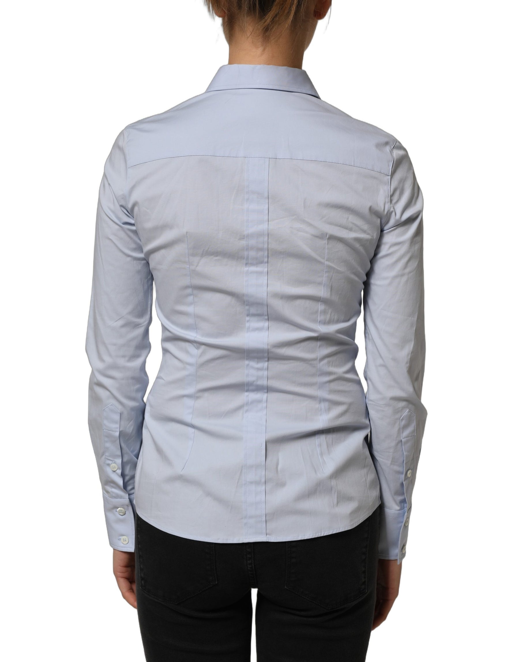 Dolce & Gabbana Blue Collared Long Sleeves Dress Shirt Top | Regal Royce
