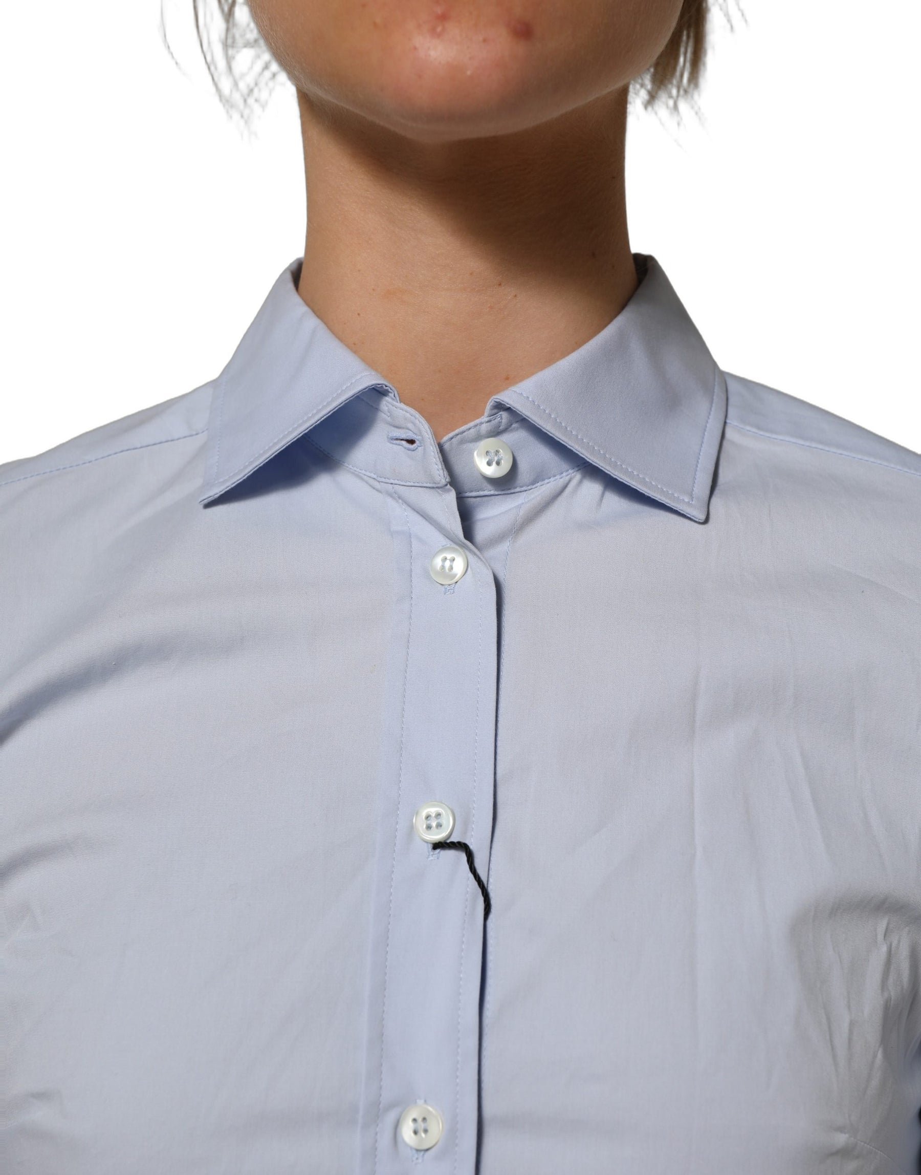 Dolce & Gabbana Blue Collared Long Sleeves Dress Shirt Top | Regal Royce