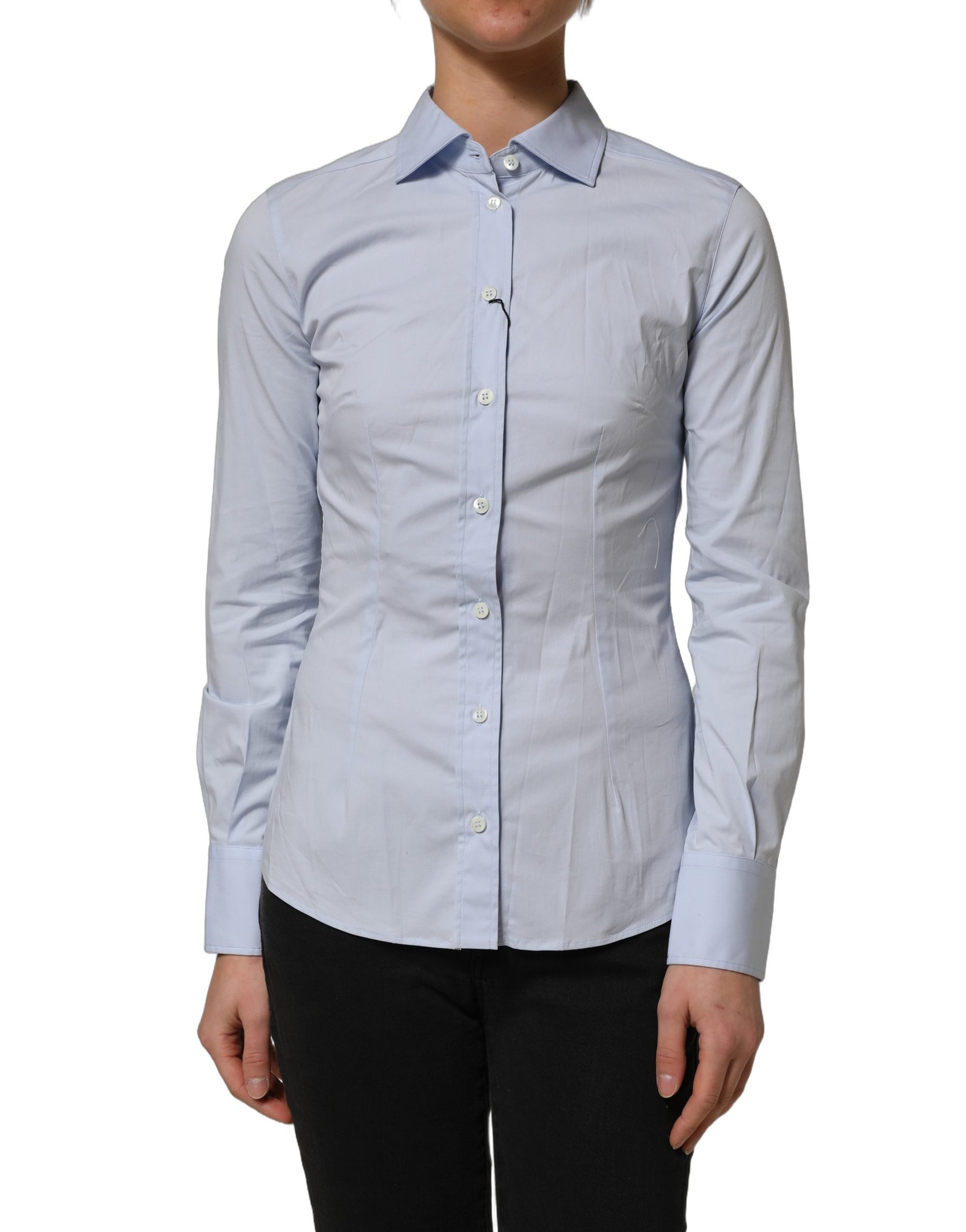 Dolce & Gabbana Blue Collared Long Sleeves Dress Shirt Top | Regal Royce