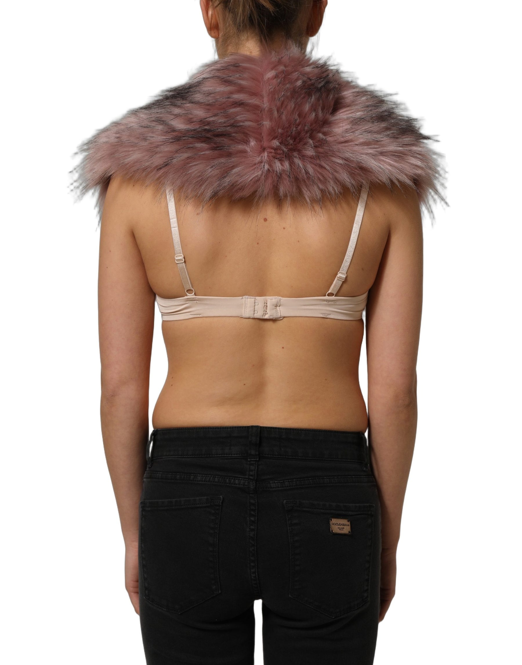 Dolce & Gabbana Pink Acrylic Faux Fur Knit Shrug Vest Top | Regal Royce