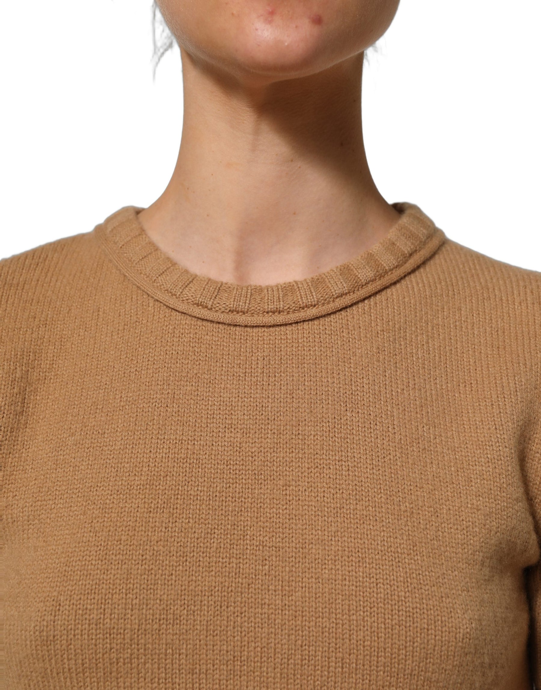 Dolce & Gabbana Brown Wool Short Sleeves Cropped Blouse Top | Regal Royce