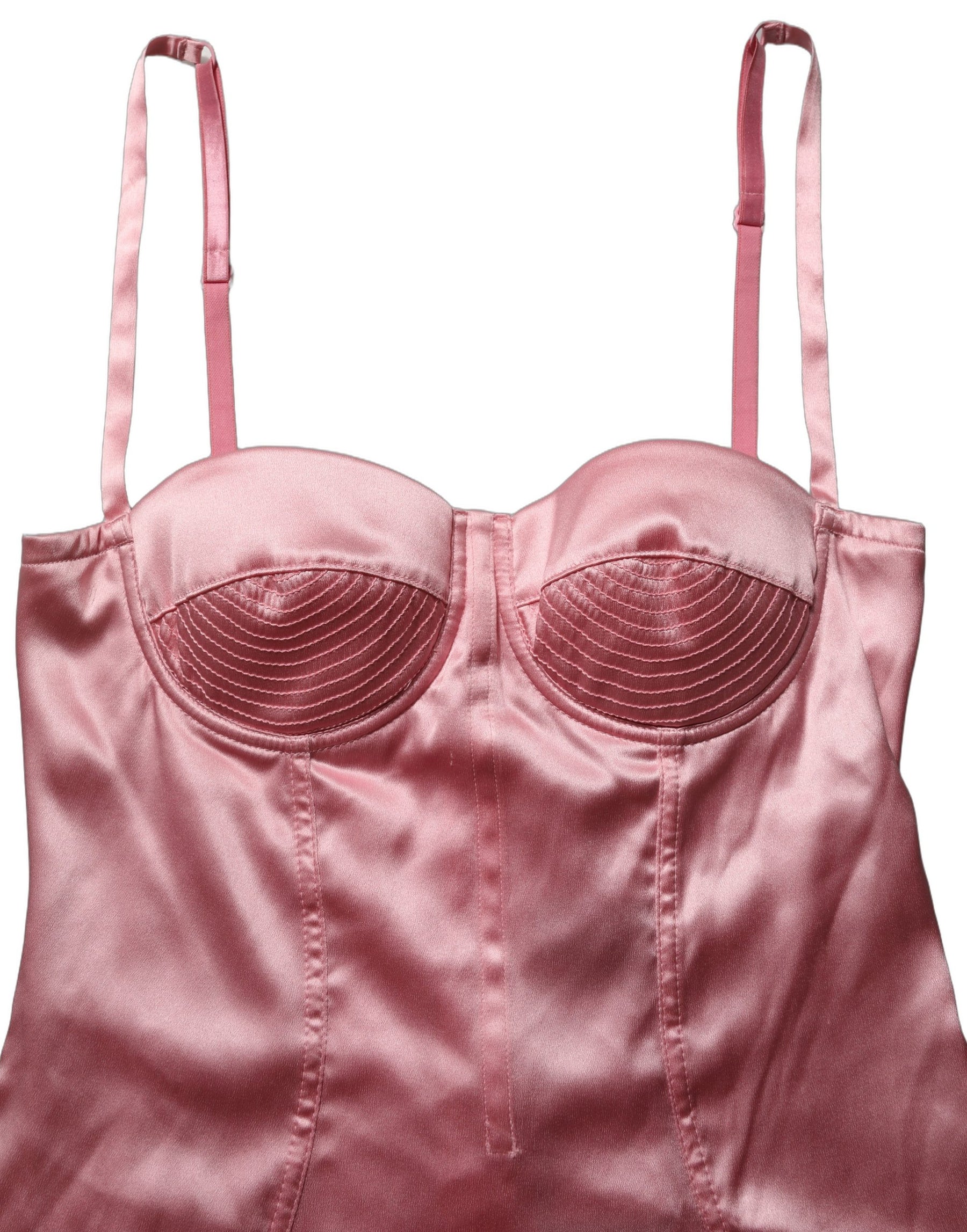 Dolce & Gabbana Pink Silk Satin Padded Bra Corset Style Top | Regal Royce