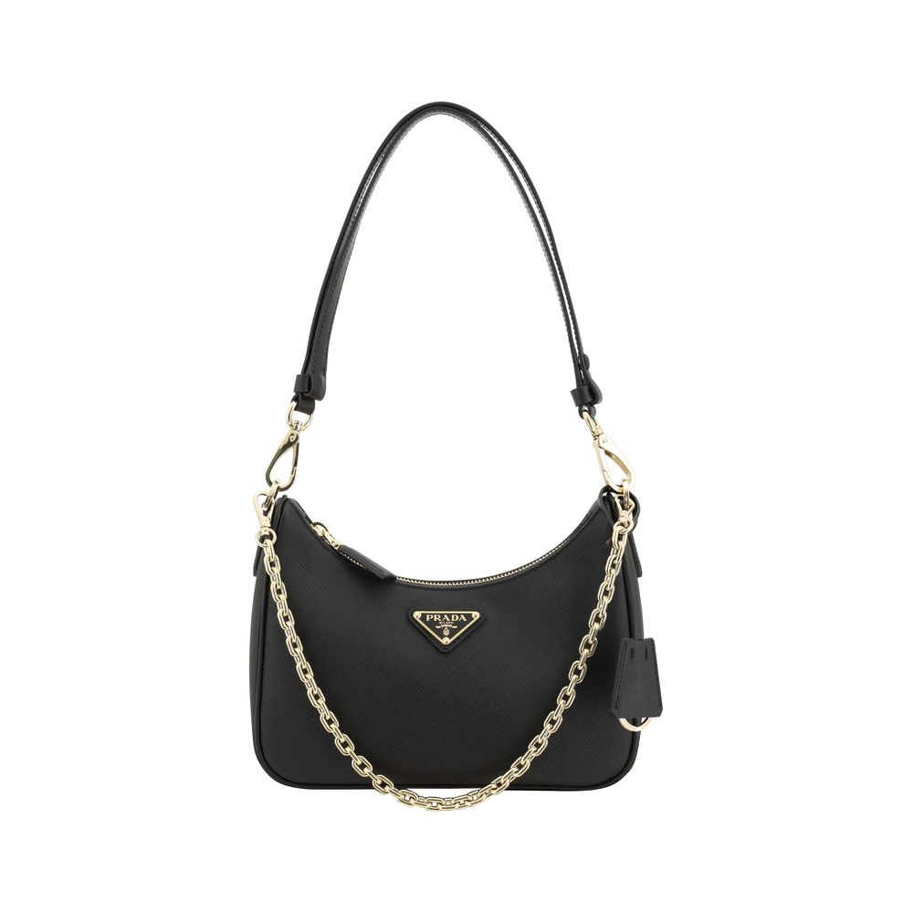 Prada Black Calf Leather Bos Taurus Shoulder Bag | Regal Royce