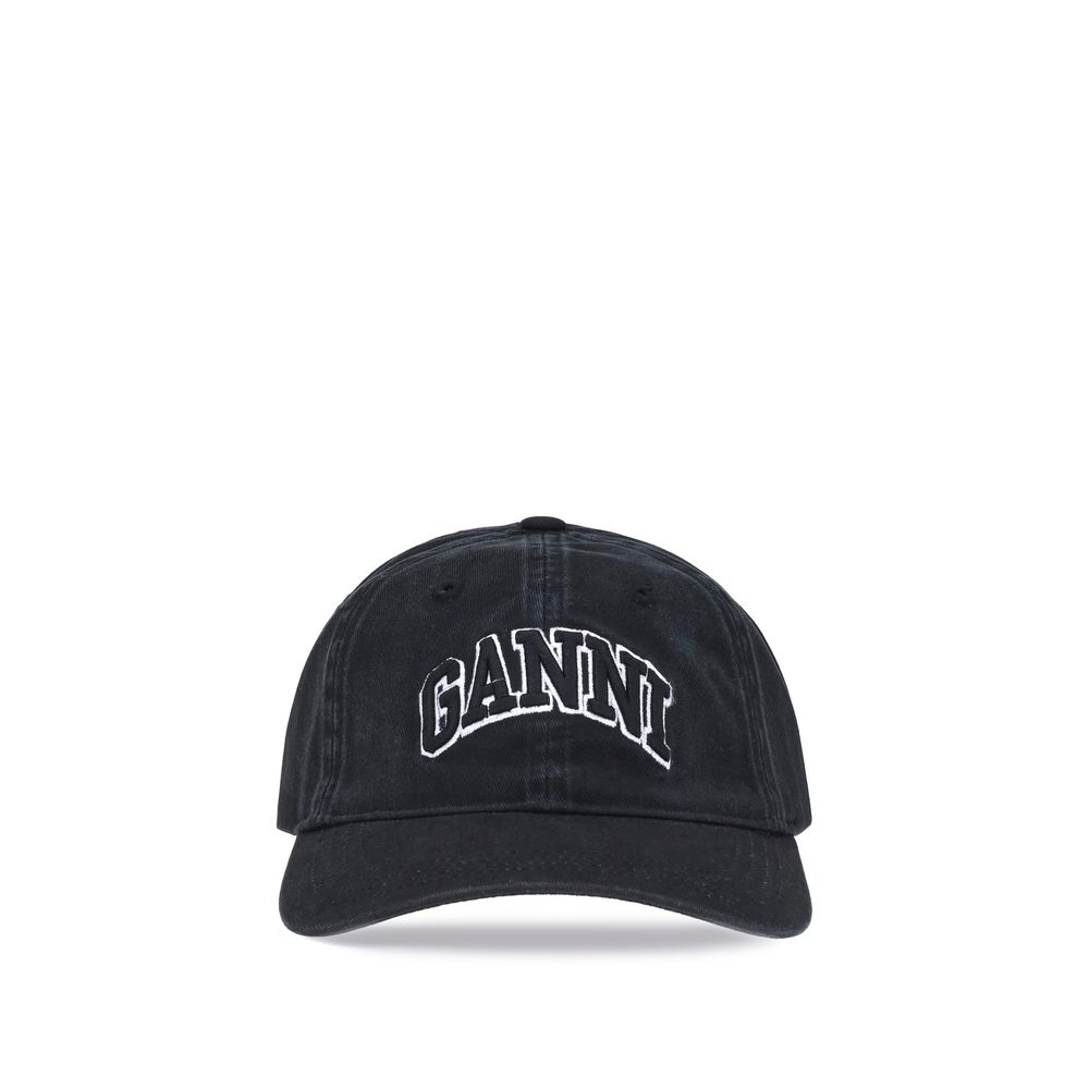 Ganni Black Cotton Cap (Baseball Hat) | Regal Royce