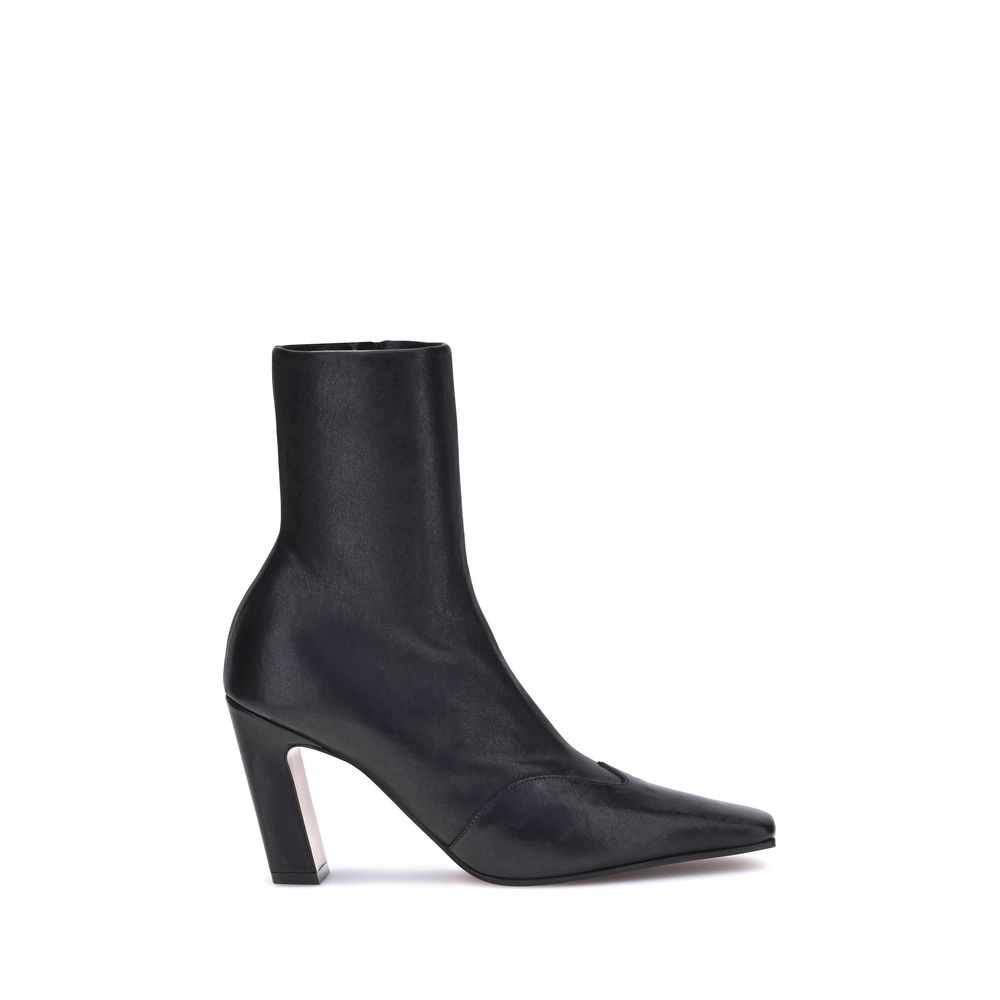 Khaite Black Calf Leather Bos Taurus Ankle Boots | Regal Royce