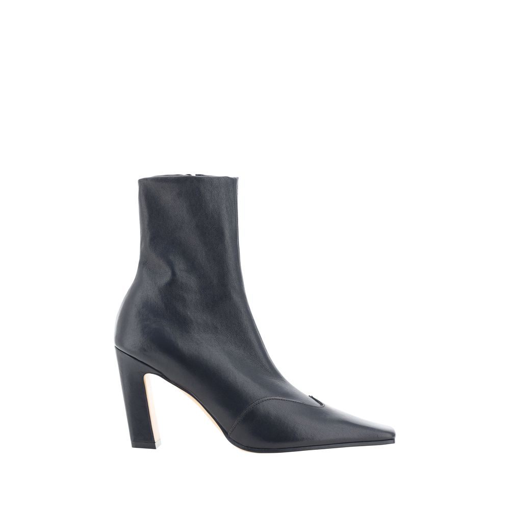 Khaite Black Calf Leather Bos Taurus Ankle Boots | Regal Royce