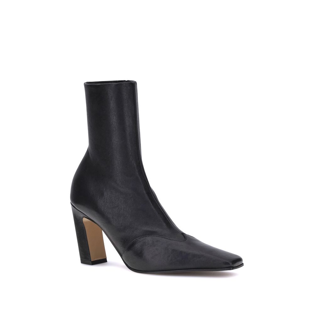 Khaite Black Calf Leather Bos Taurus Ankle Boots | Regal Royce