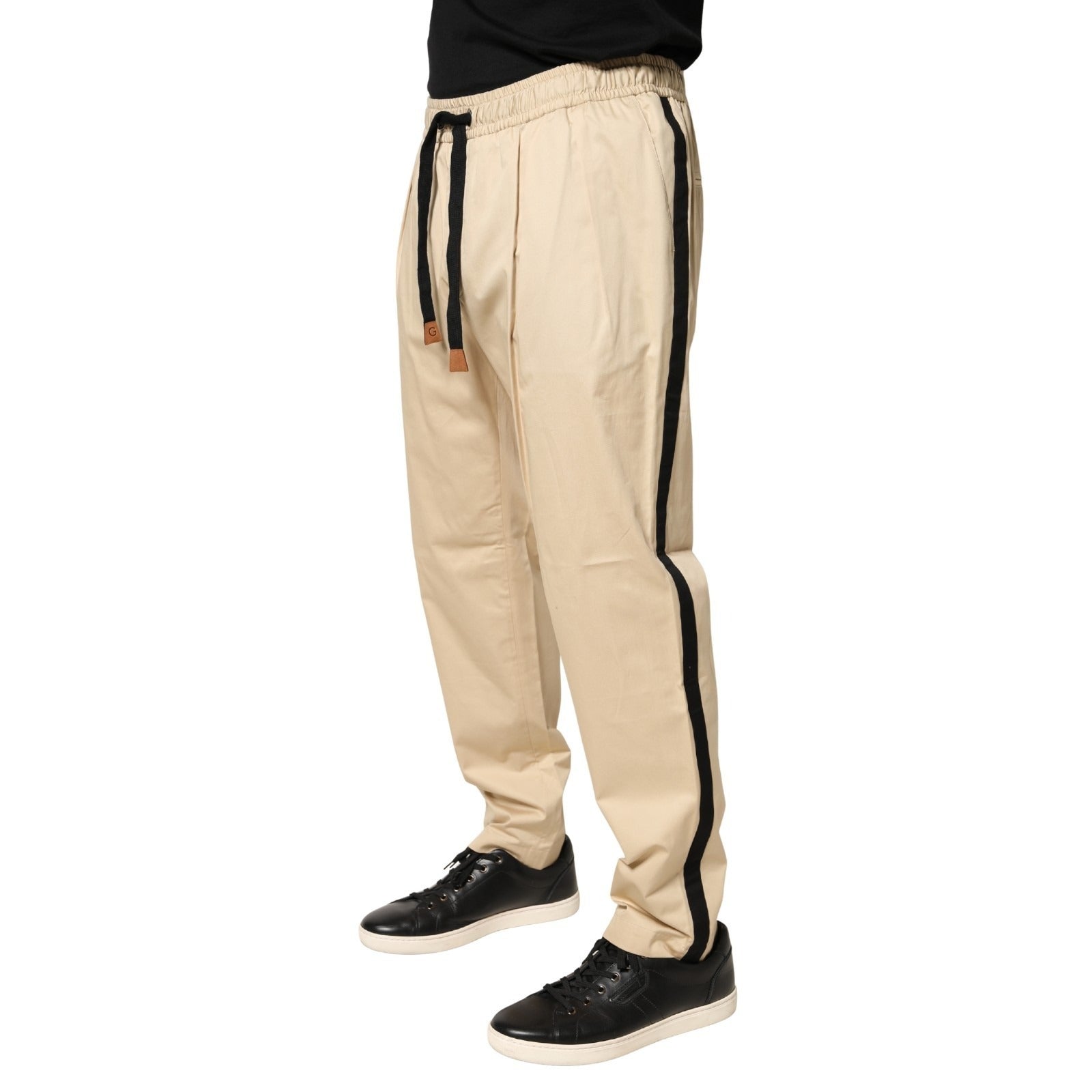 Dolce & Gabbana Beige Cotton Skinny Men Jogger Trouser Pants | Regal Royce