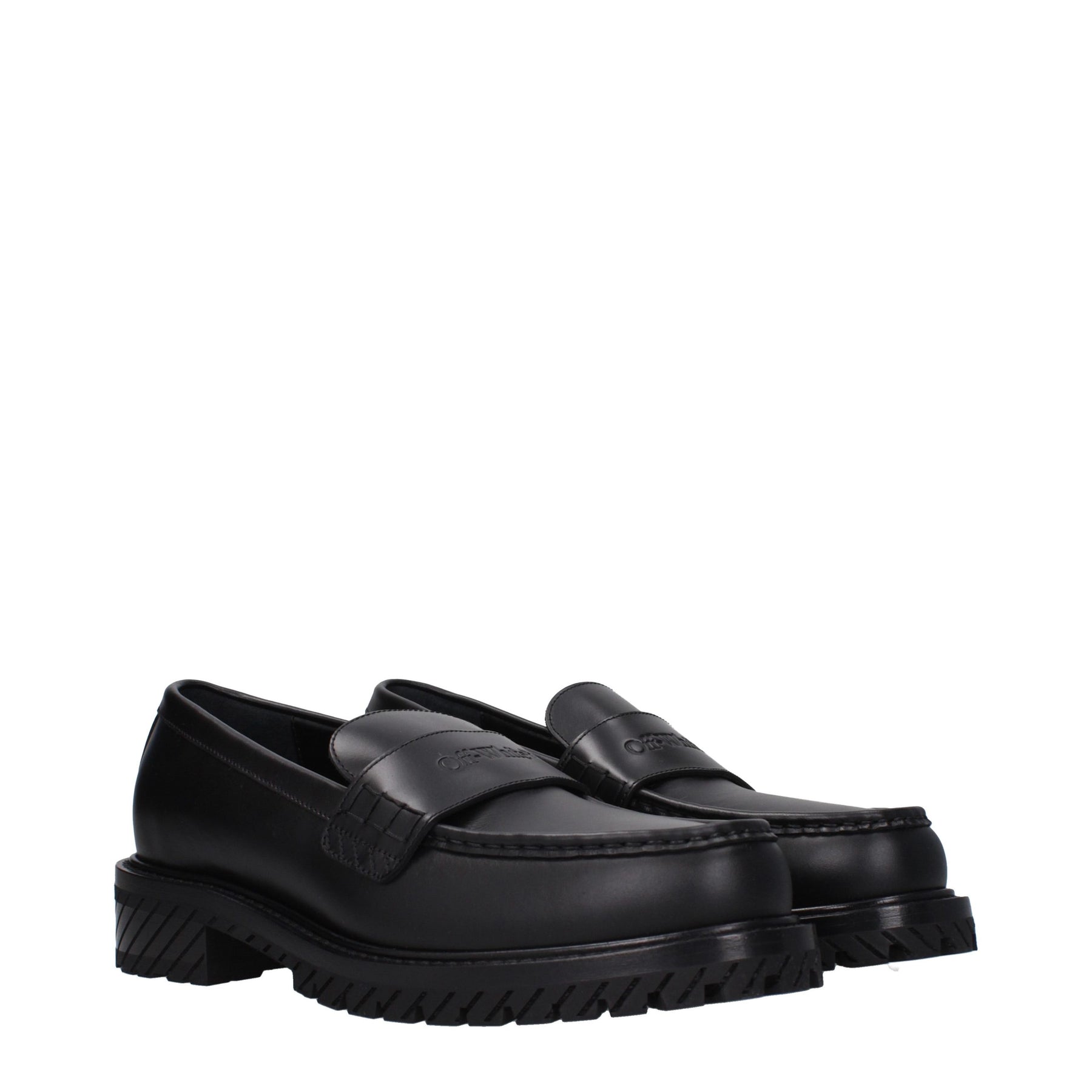 Off-White Black Leather Slip-On Loafers | Regal Royce
