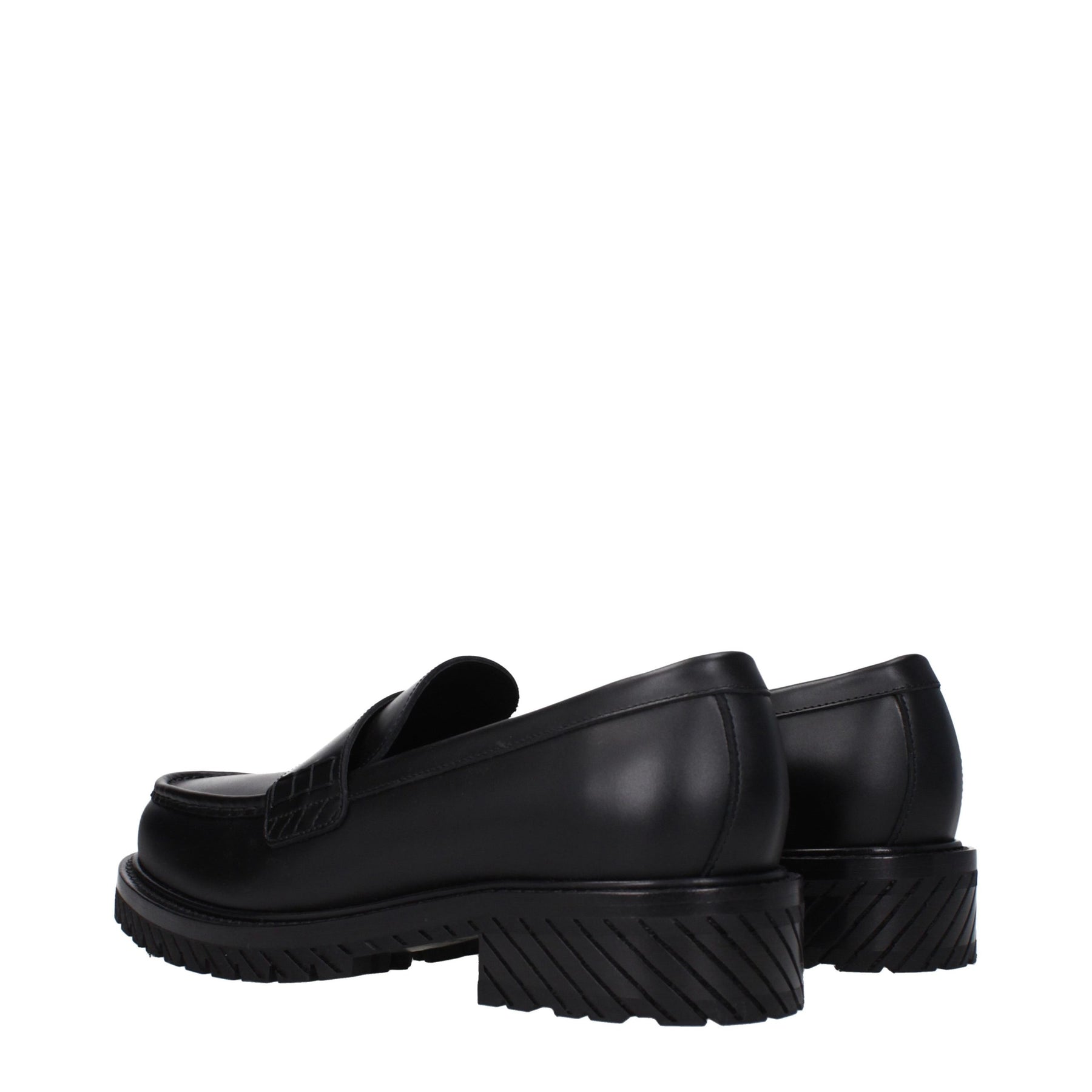 Off-White Black Leather Slip-On Loafers | Regal Royce