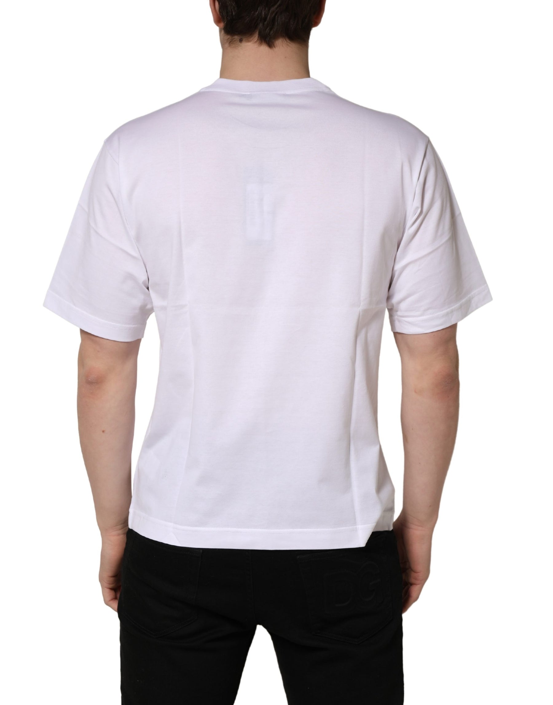 Dolce & Gabbana White Metal DG Logo Cotton Short Sleeves T-shirt | Regal Royce
