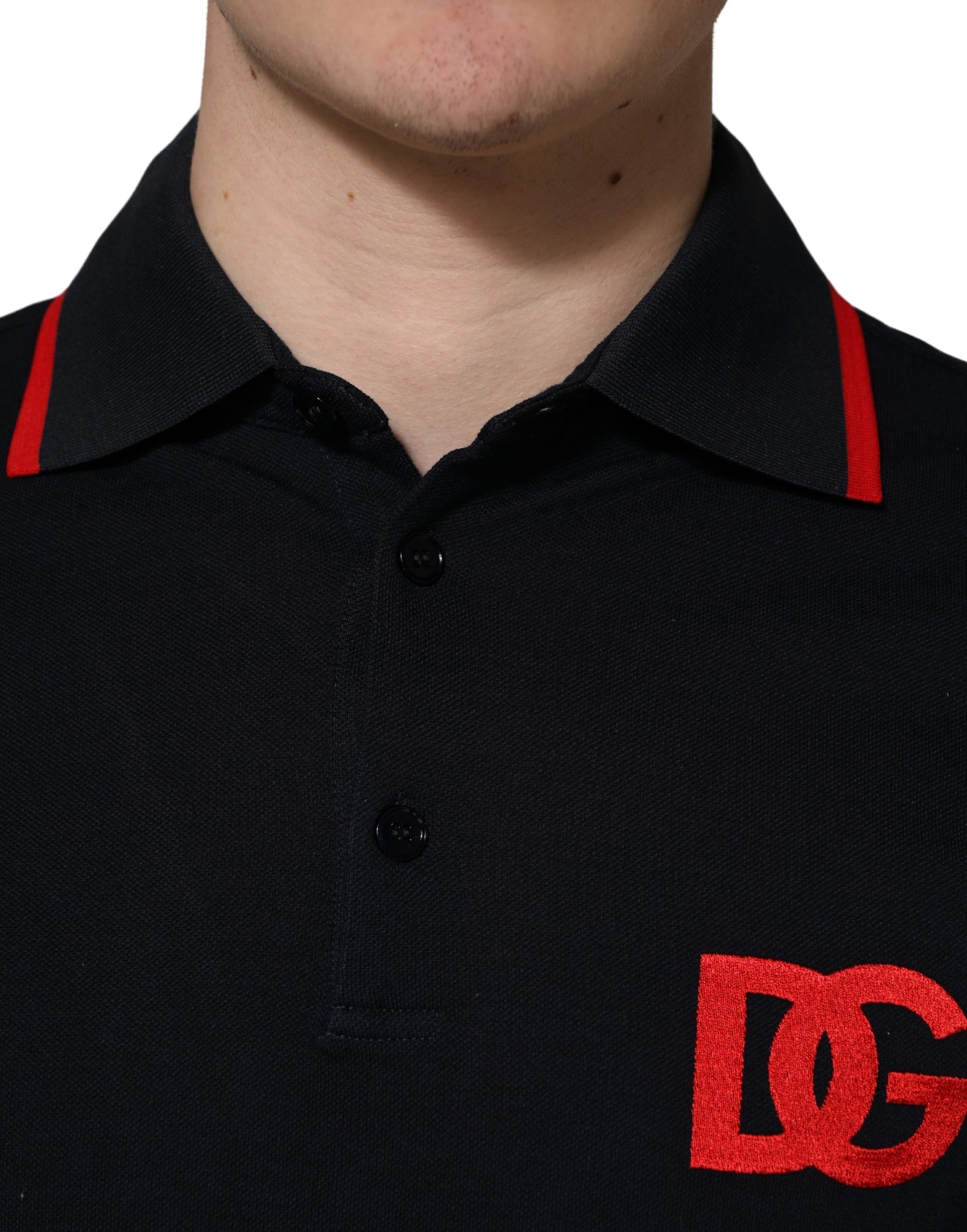 Dolce & Gabbana Black DG Logo Print Short Sleeve Polo T-shirt | Regal Royce