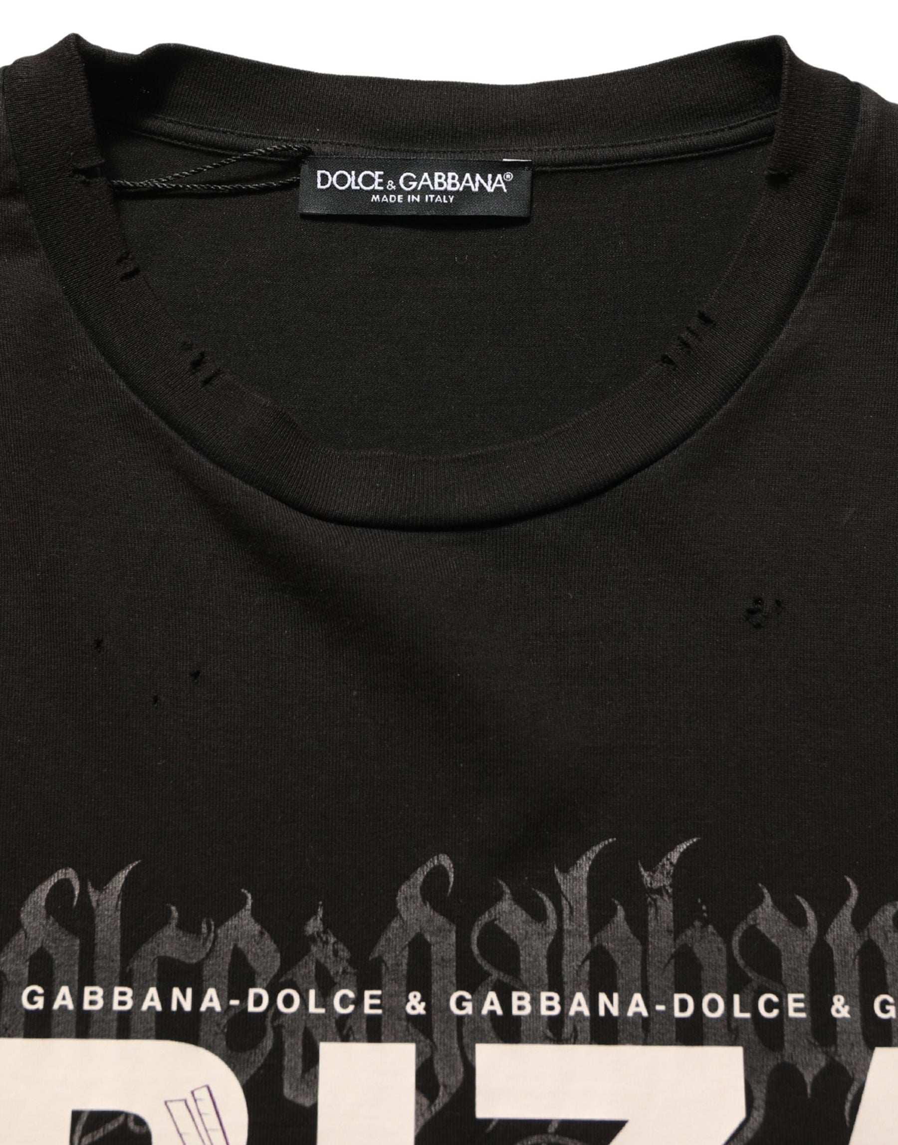 Dolce & Gabbana Black Tropical "IBIZA" Men Crew Neck T-shirt | Regal Royce