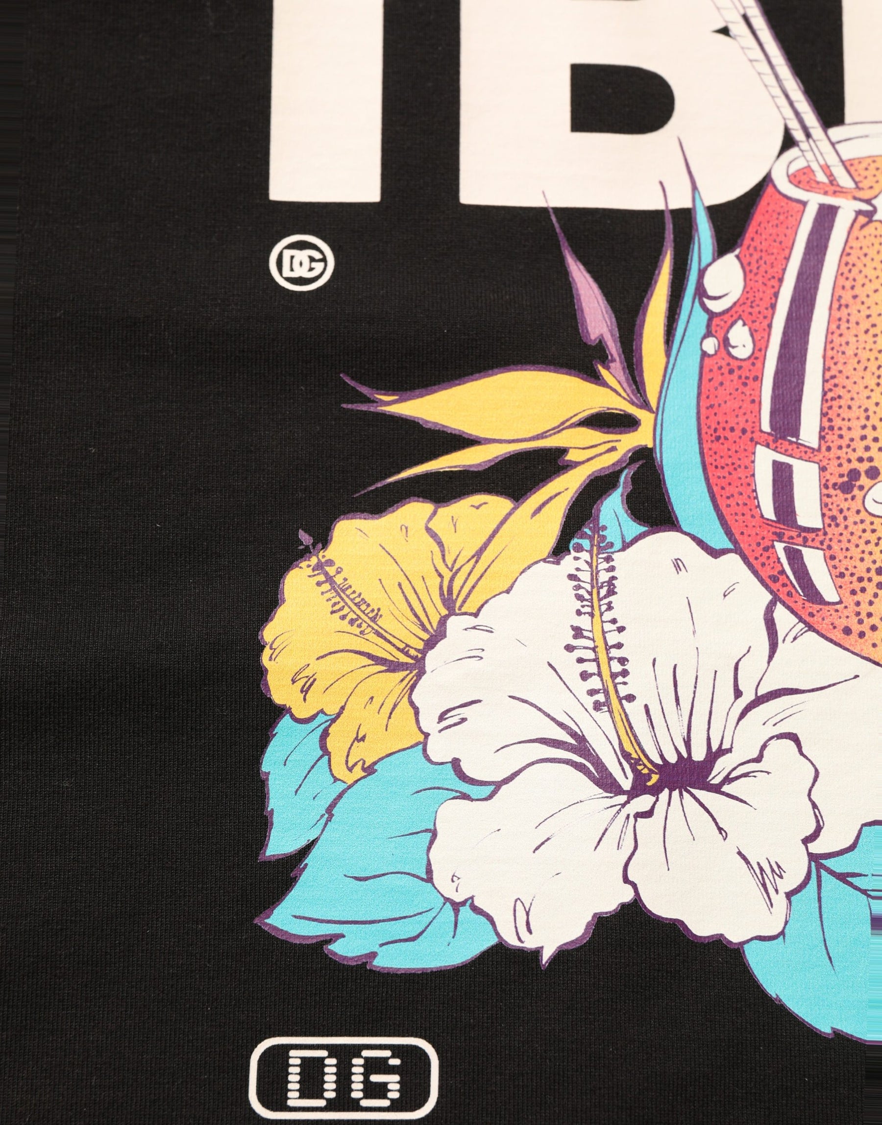 Dolce & Gabbana Black Tropical "IBIZA" Men Crew Neck T-shirt | Regal Royce