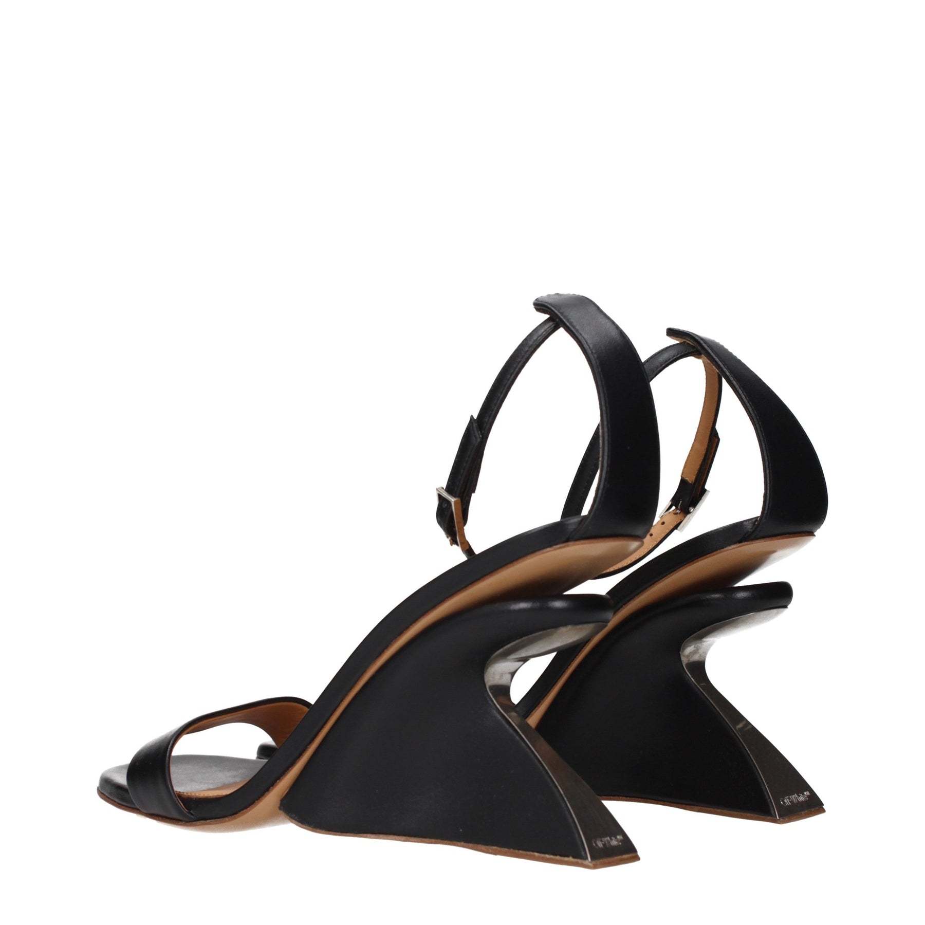 Off-White Black Leather Stiletto Heel Sandals | Regal Royce