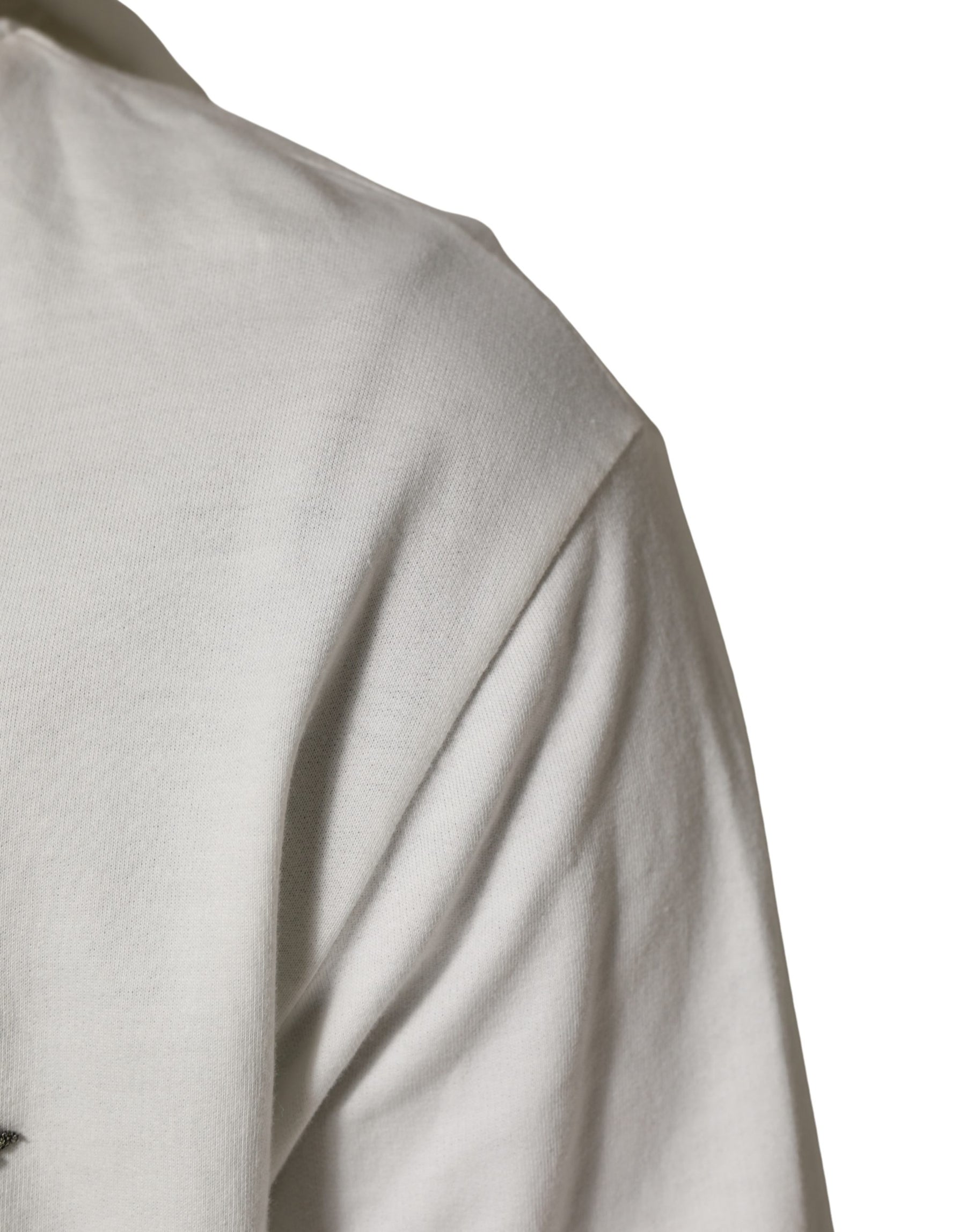 Dolce & Gabbana White Cotton Hooded Sweatshirt Sweater | Regal Royce