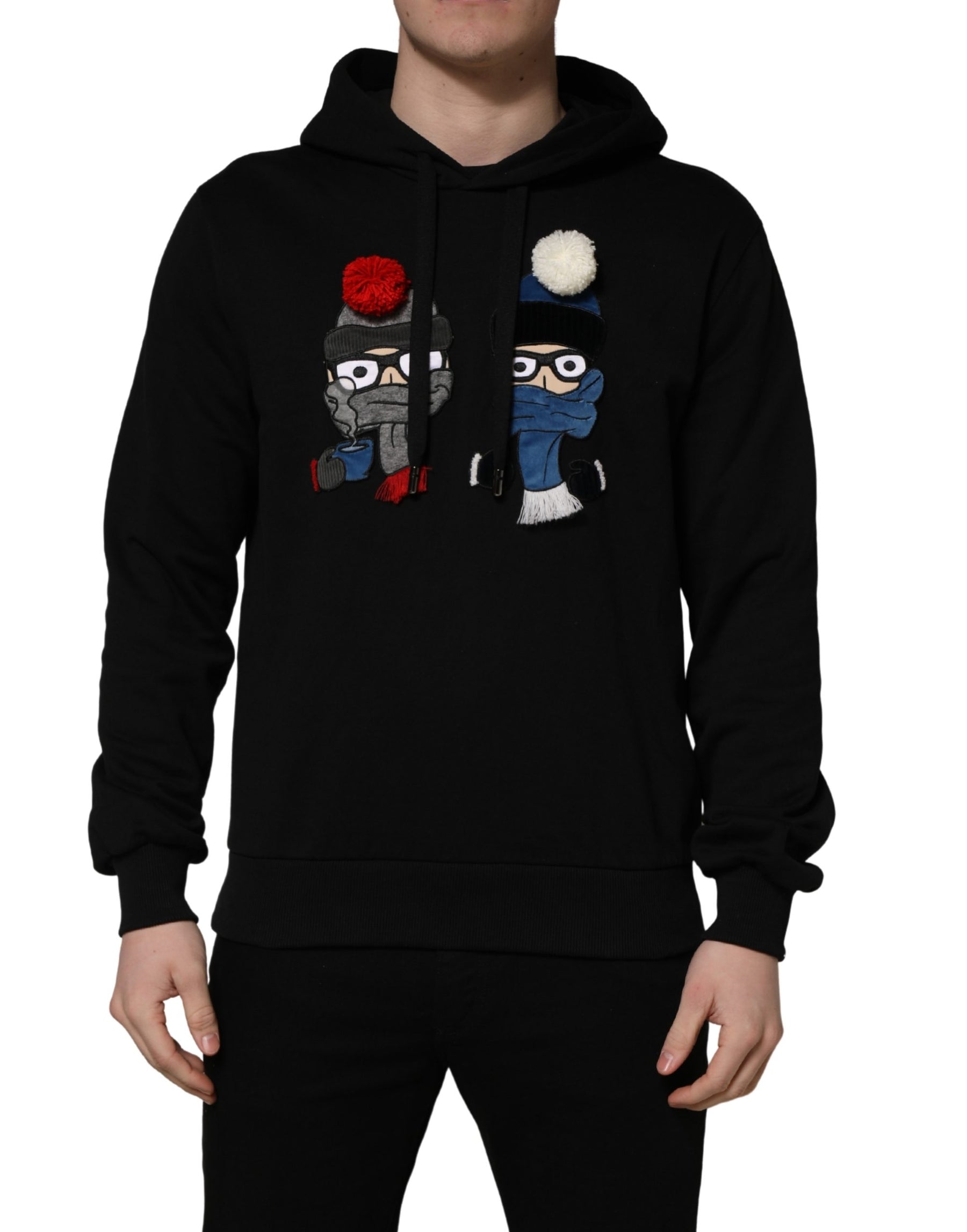 Dolce & Gabbana #dgfamily Black Cotton Hooded Men Sweatshirt Sweater | Regal Royce