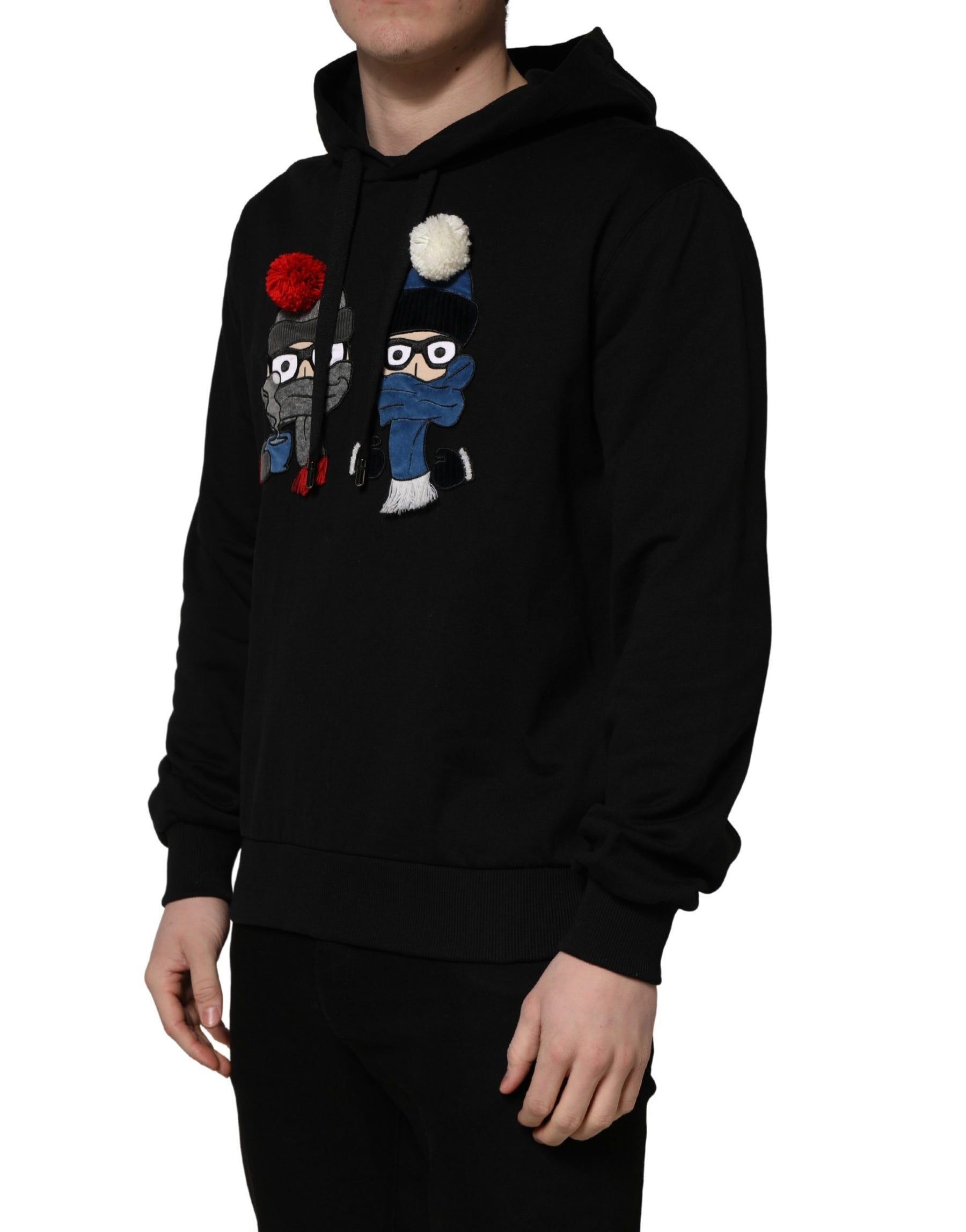 Dolce & Gabbana #dgfamily Black Cotton Hooded Men Sweatshirt Sweater | Regal Royce