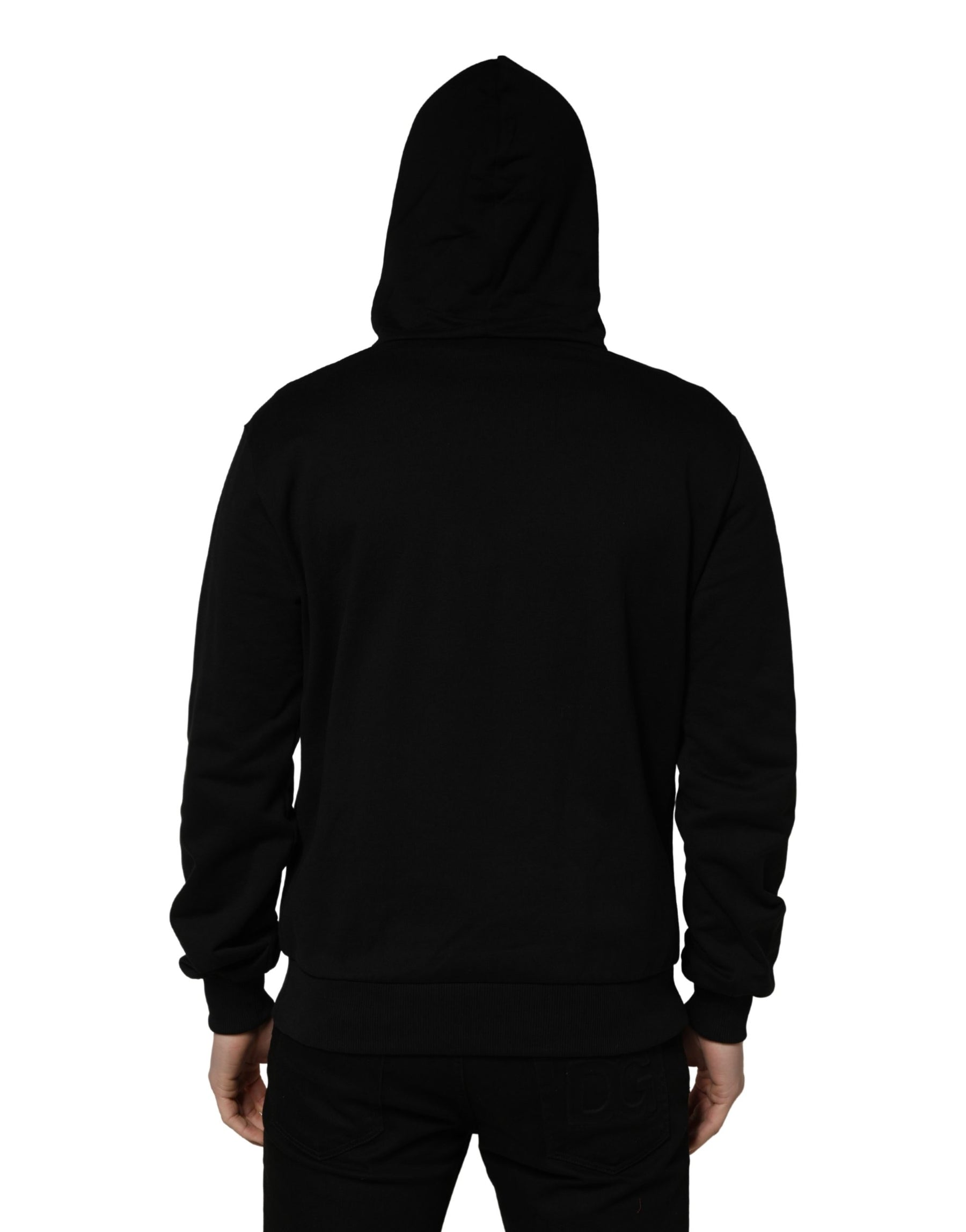 Dolce & Gabbana #dgfamily Black Cotton Hooded Men Sweatshirt Sweater | Regal Royce