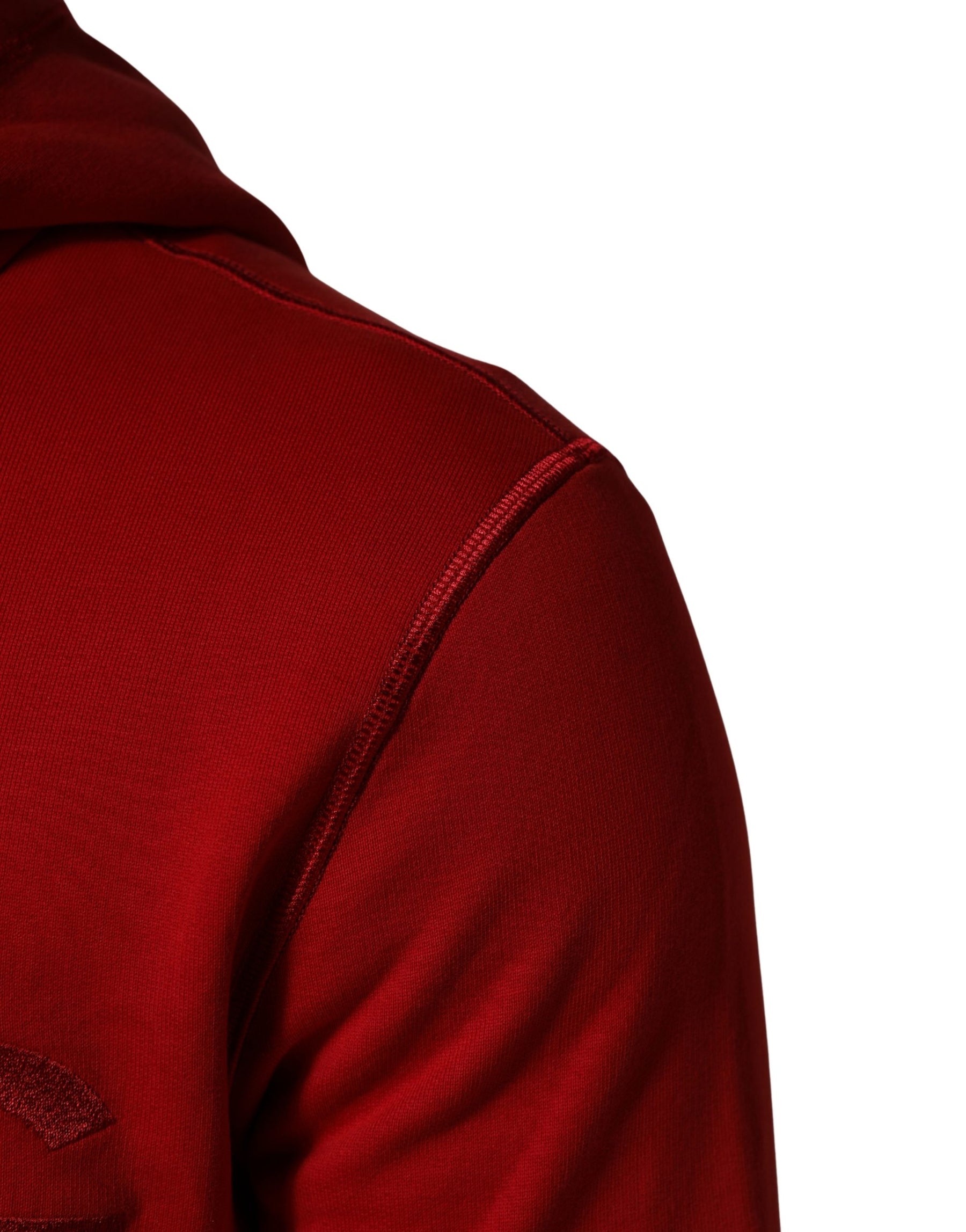 Dolce & Gabbana Red Embroidered Logo Hooded Full Zip Sweater | Regal Royce