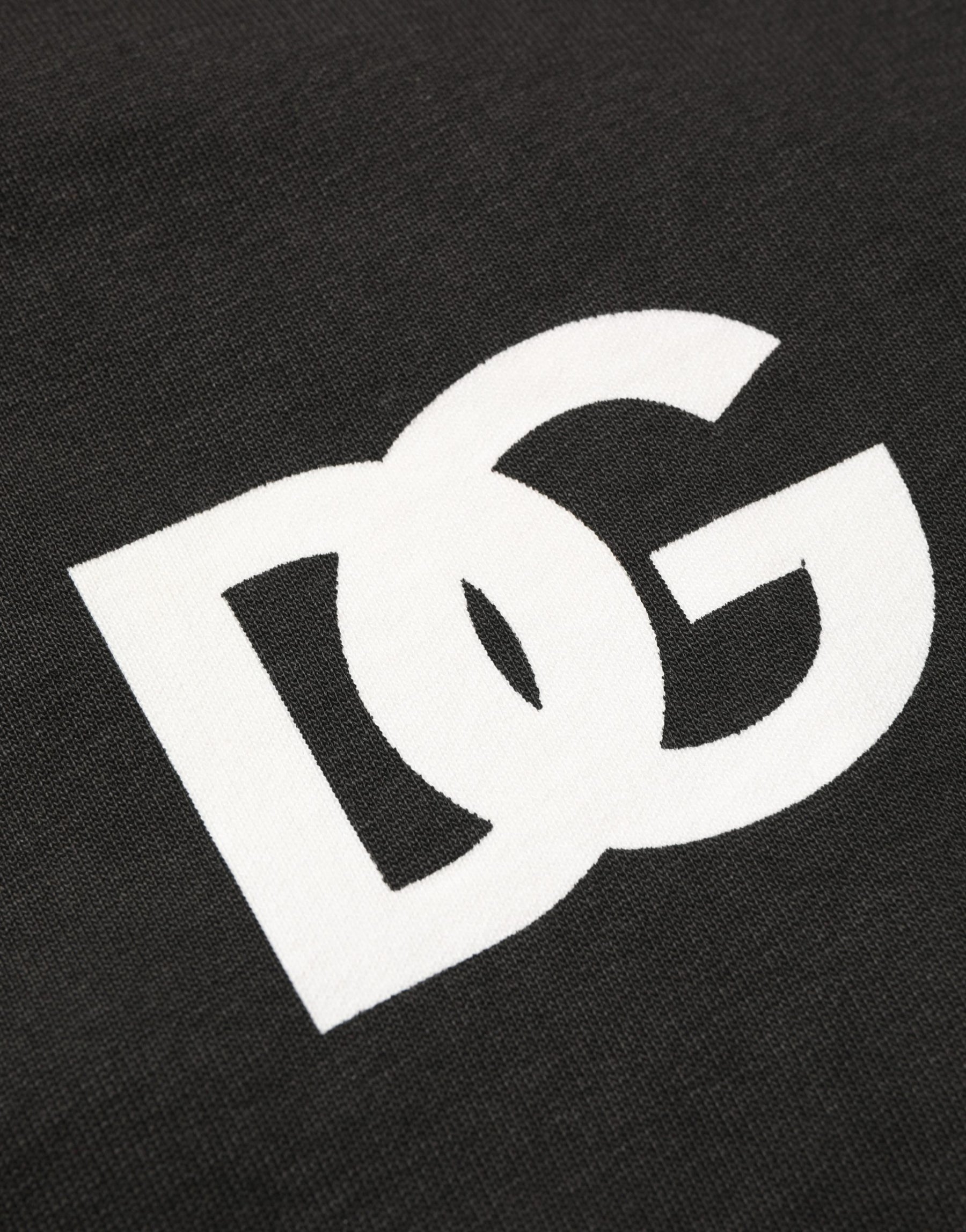 Dolce & Gabbana Black Cotton Logo Hooded Full Zip Sweater | Regal Royce