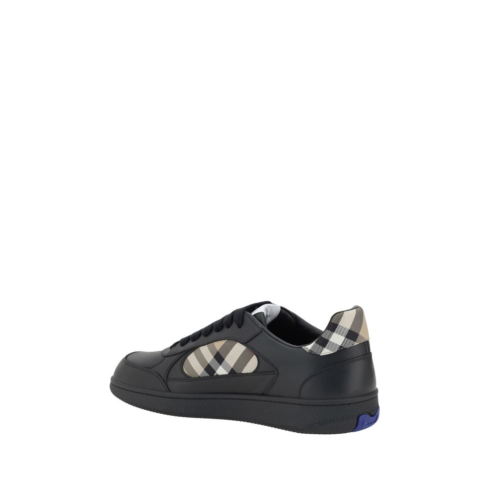 Burberry Black Calf Leather Bos Taurus Low Top Sneakers | Regal Royce