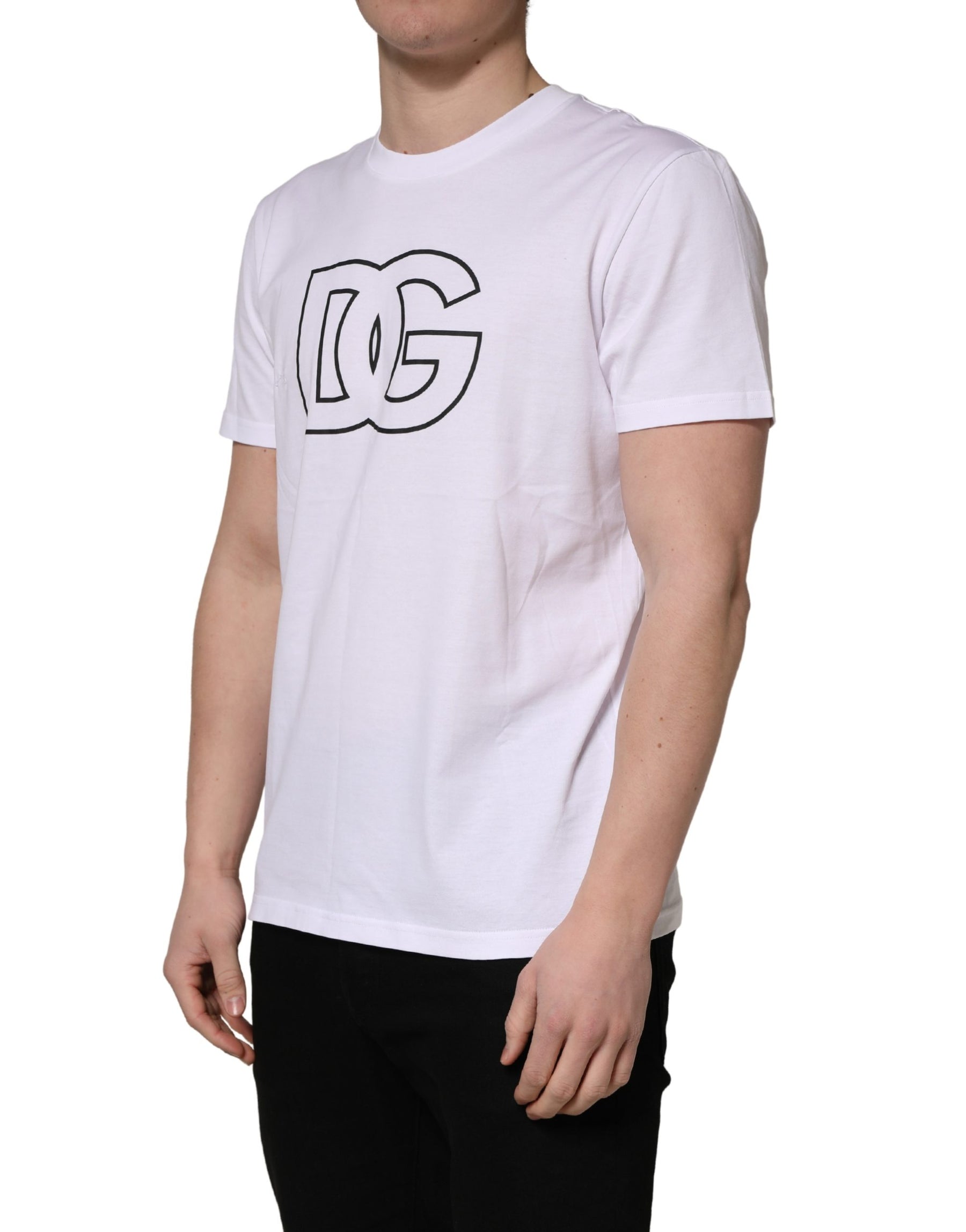 Dolce & Gabbana White DG Logo Print Short Sleeves Men T-shirt | Regal Royce