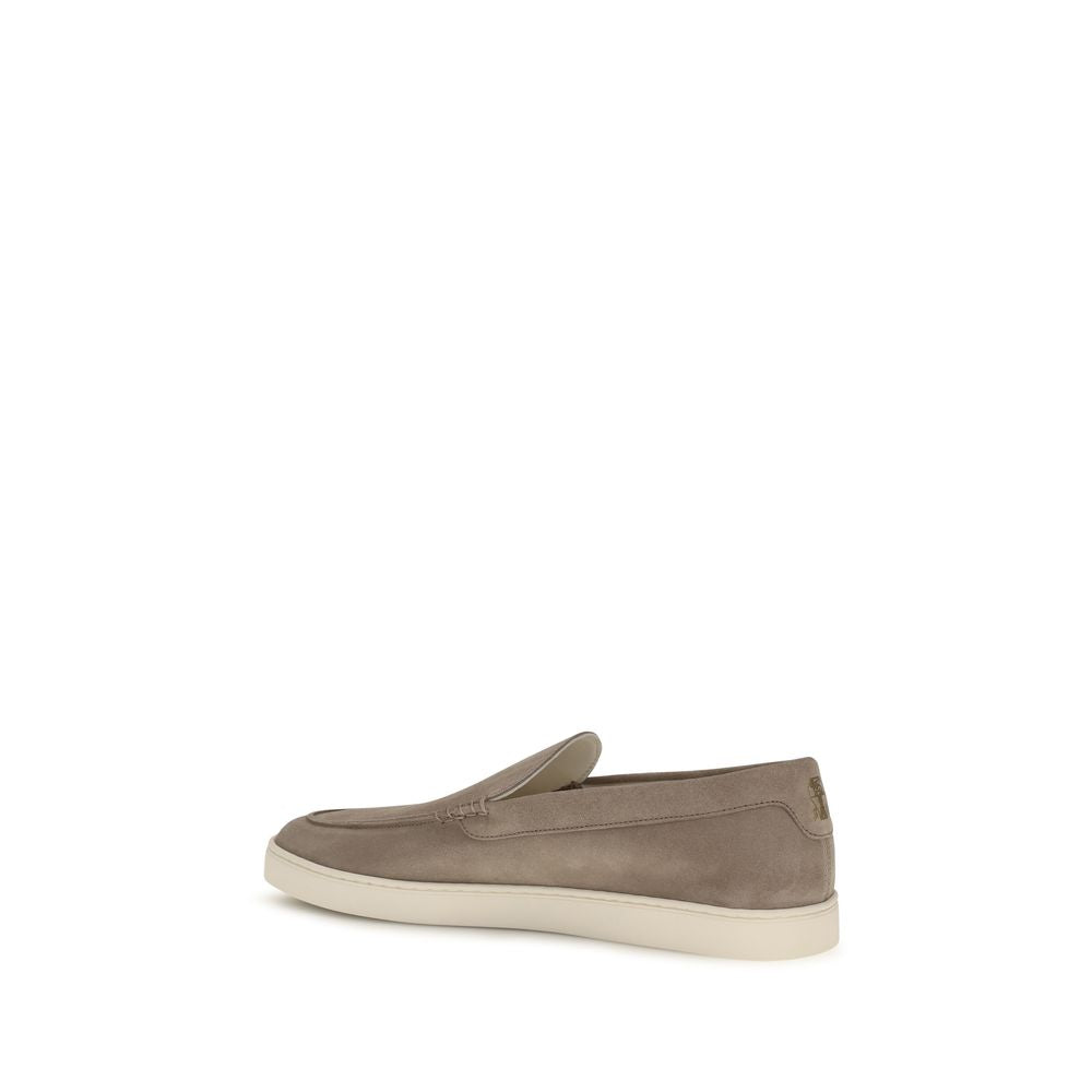 Brunello Cucinelli Gray Calf Leather Bos Taurus Slip-On Loafers | Regal Royce