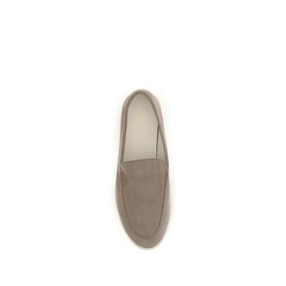 Brunello Cucinelli Gray Calf Leather Bos Taurus Slip-On Loafers | Regal Royce