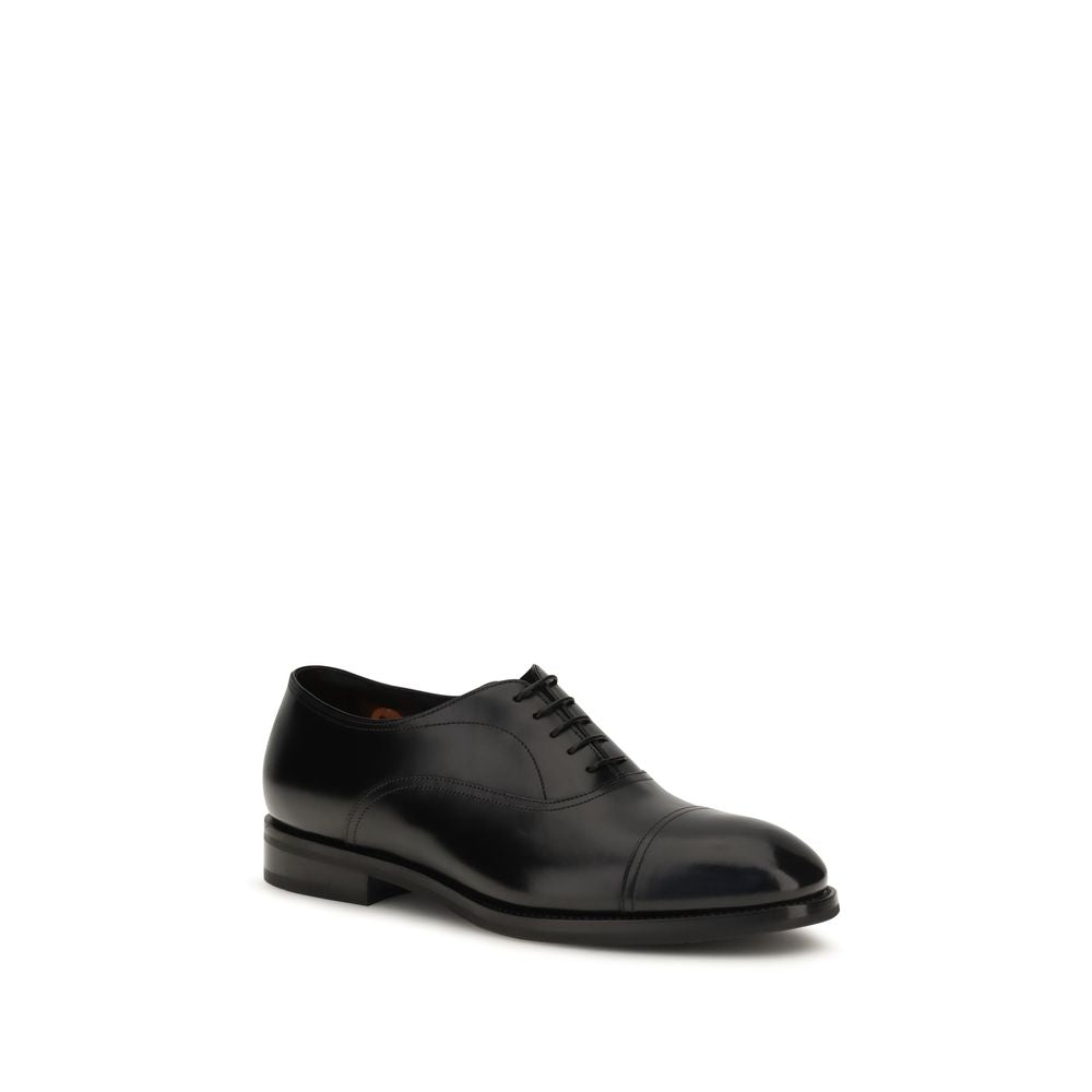 Santoni Black Calf Leather Bos Taurus Oxfords And Derbies | Regal Royce