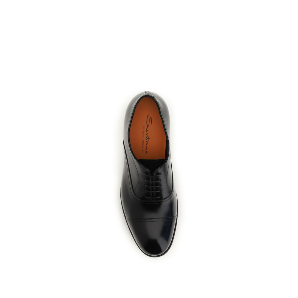 Santoni Black Calf Leather Bos Taurus Oxfords And Derbies | Regal Royce