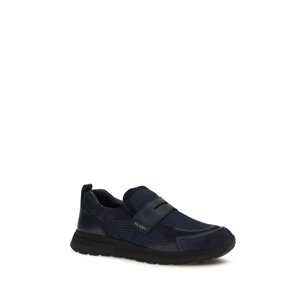 Prada Blue Calf Leather Bos Taurus Athletic Sneakers | Regal Royce