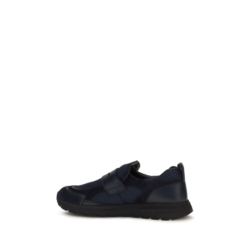 Prada Blue Calf Leather Bos Taurus Athletic Sneakers | Regal Royce