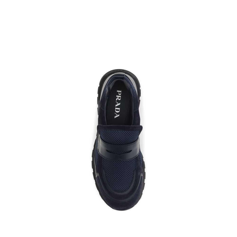 Prada Blue Calf Leather Bos Taurus Athletic Sneakers | Regal Royce