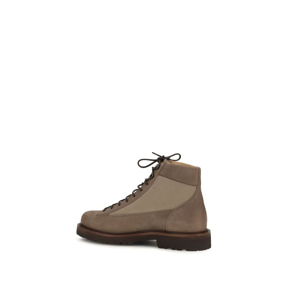Brunello Cucinelli Brown Calf Leather Bos Taurus Lace-Up Boots | Regal Royce