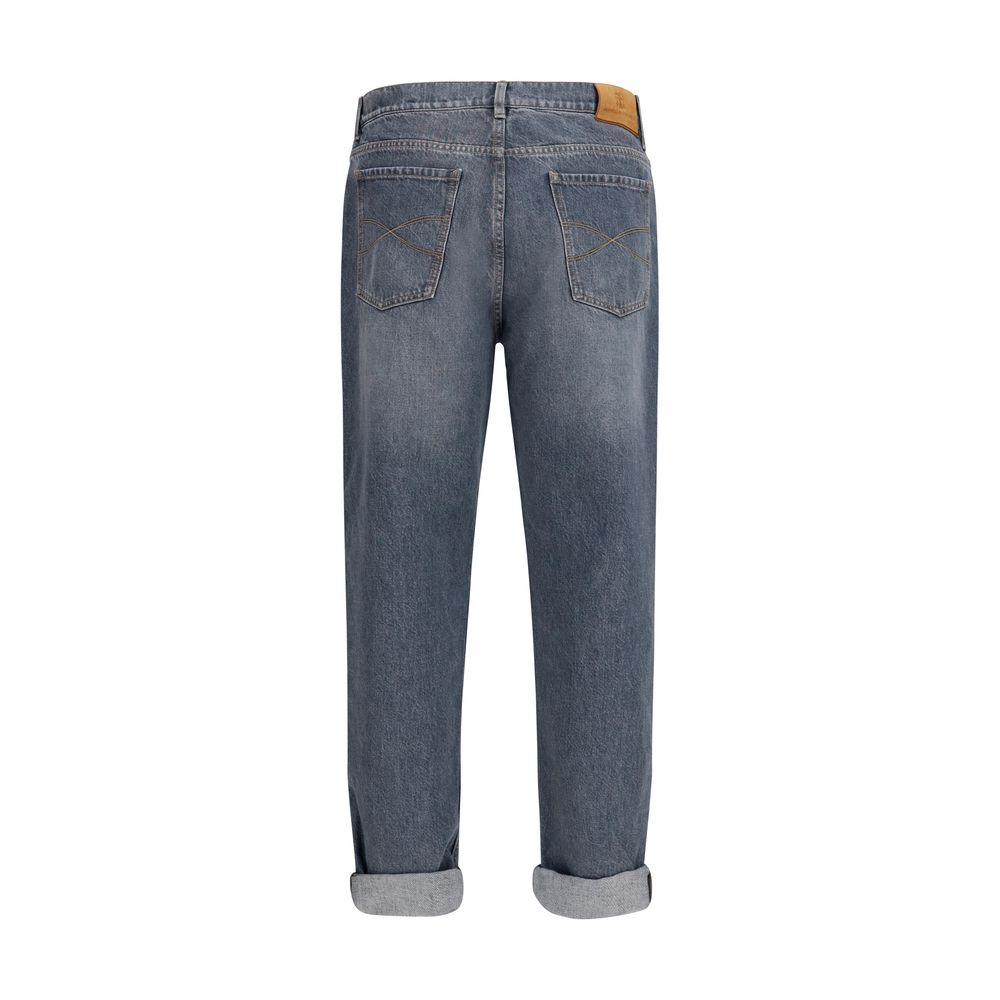 Brunello Cucinelli Gray Cotton Straight-Leg Jeans | Regal Royce