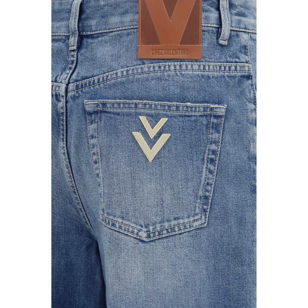 Valentino Blue Cotton Straight-Leg Jeans | Regal Royce