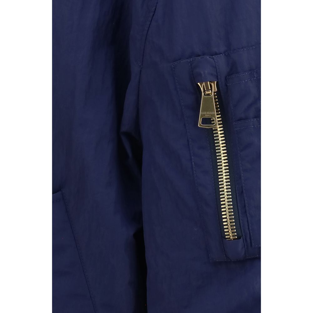 Balmain Blue Polyamide Bomber | Regal Royce
