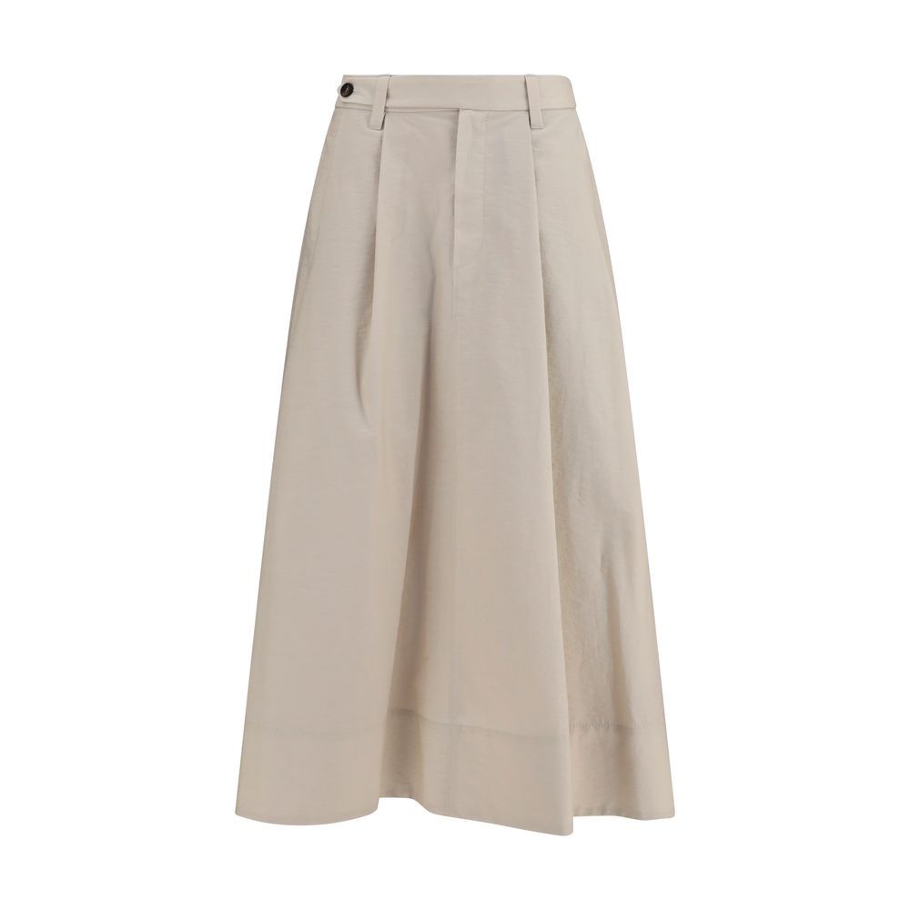 Brunello Cucinelli Beige Cotton Midi Skirt | Regal Royce